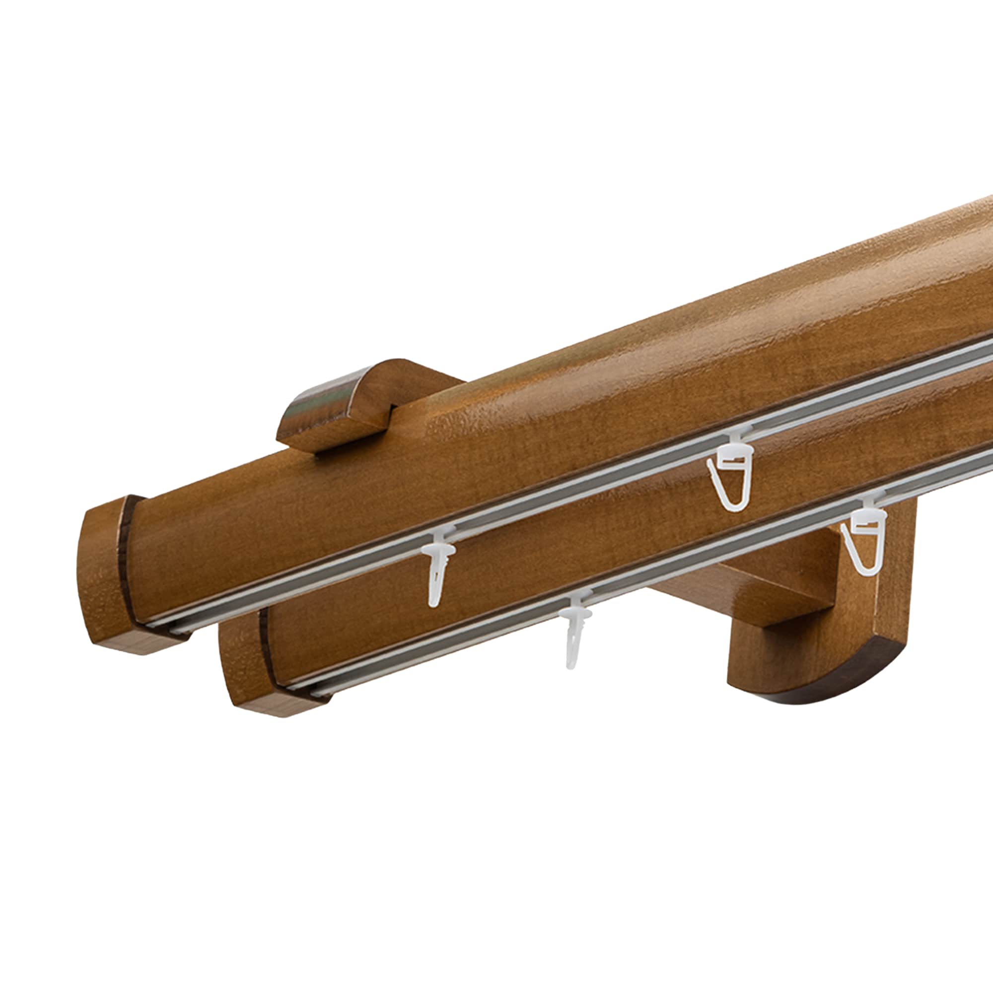 Domino Double Wooden Curtain Rod & Track System for Curtains and Drapes