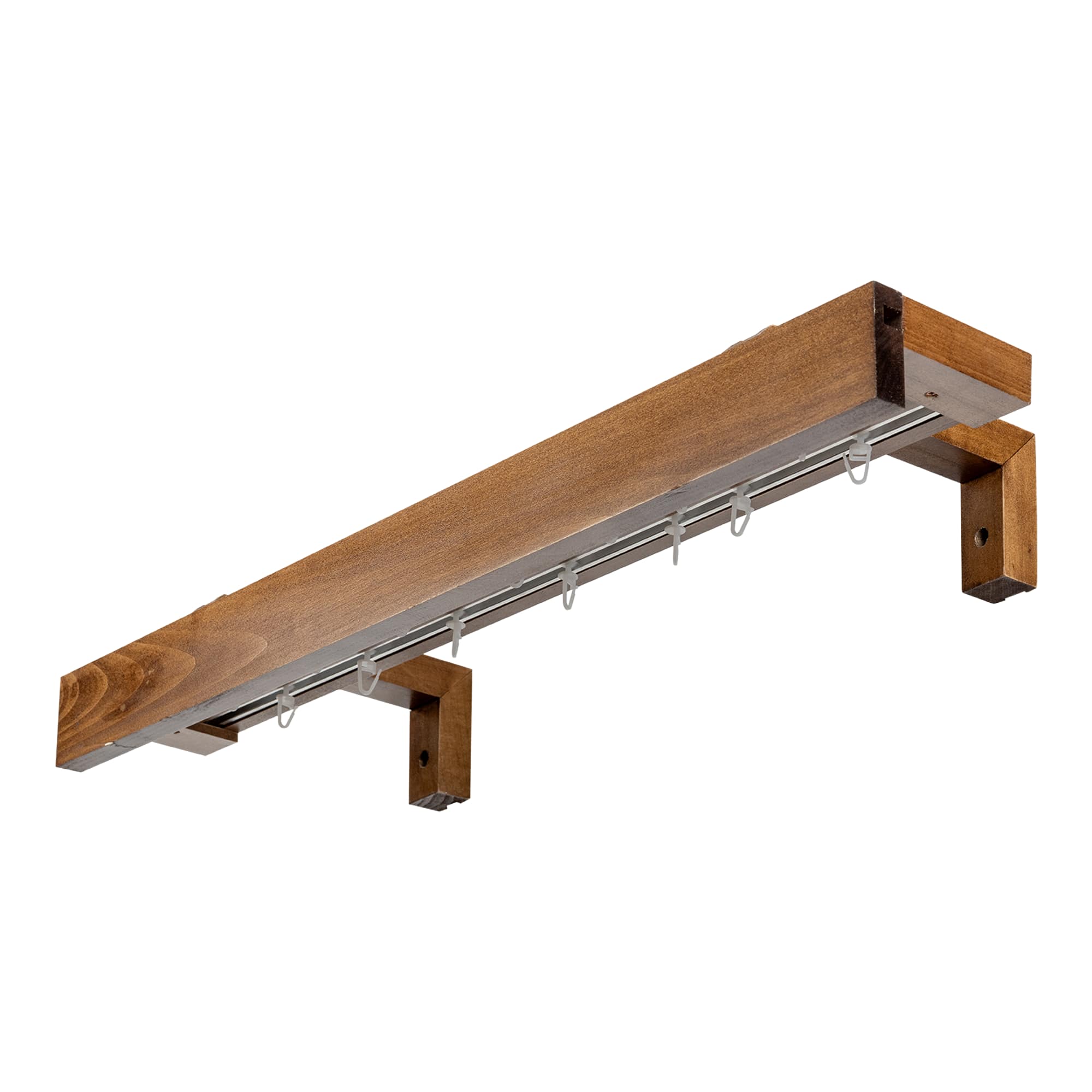 Travetto Double Curtain Track System with Wooden Decorative Valance