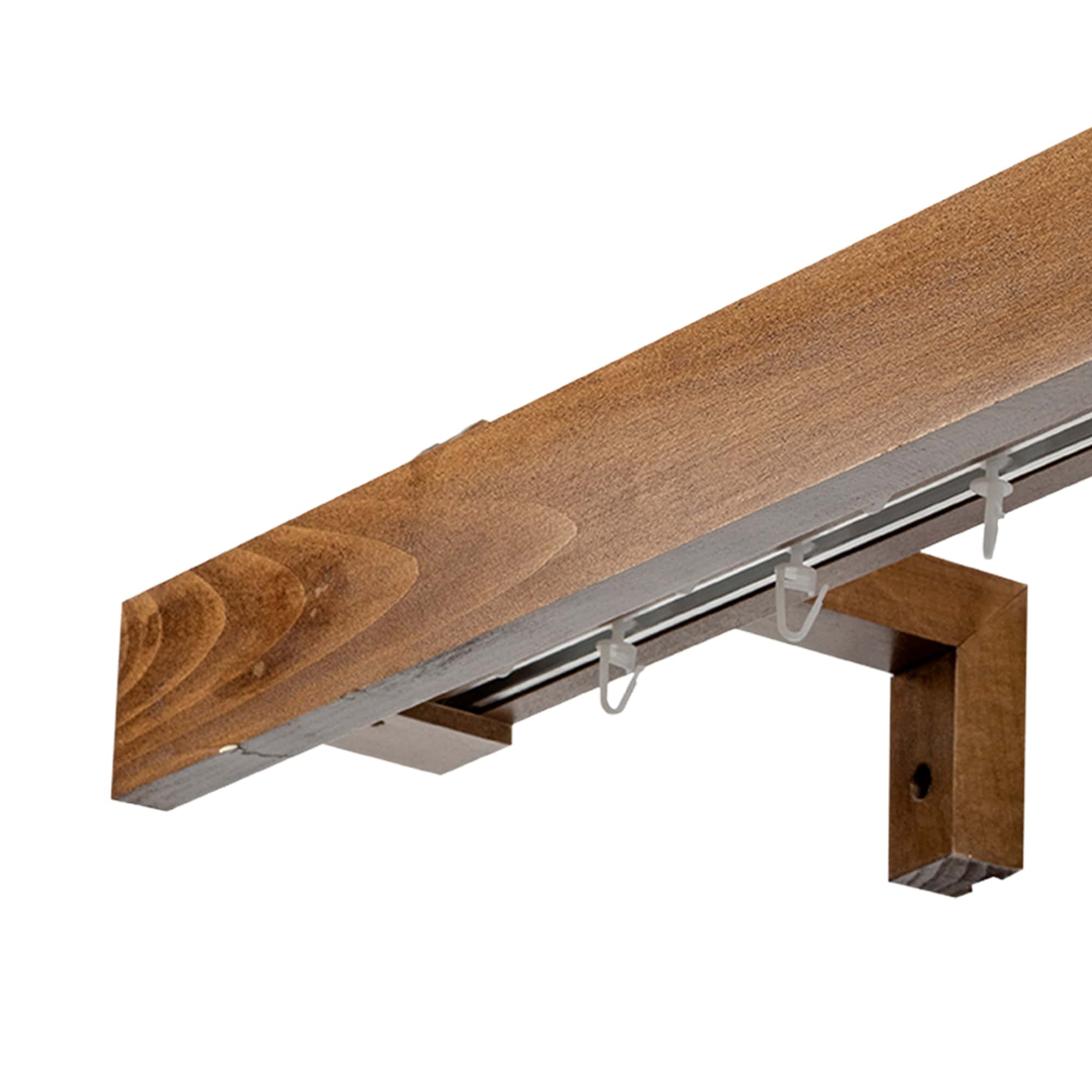 Travetto Double Curtain Track System with Wooden Decorative Valance