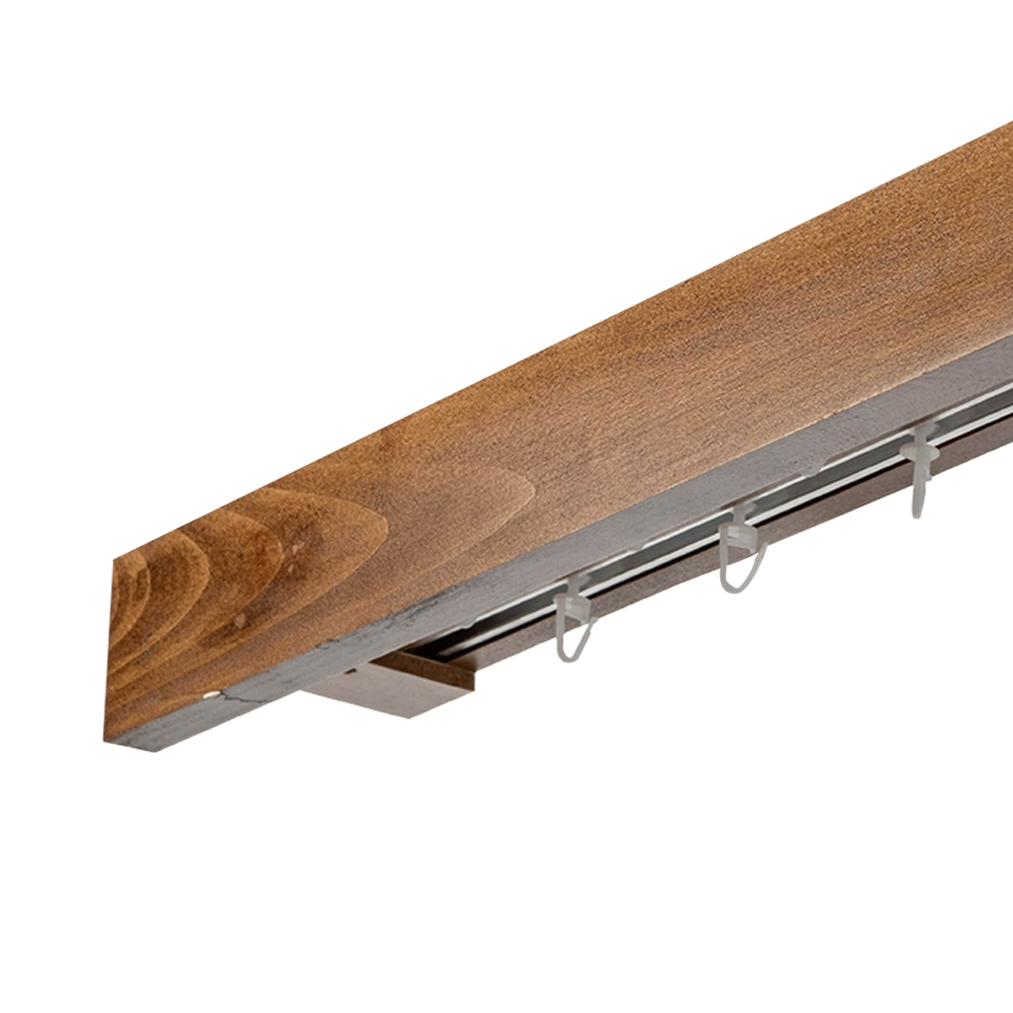 Travetto Double Curtain Track System with Wooden Decorative Valance