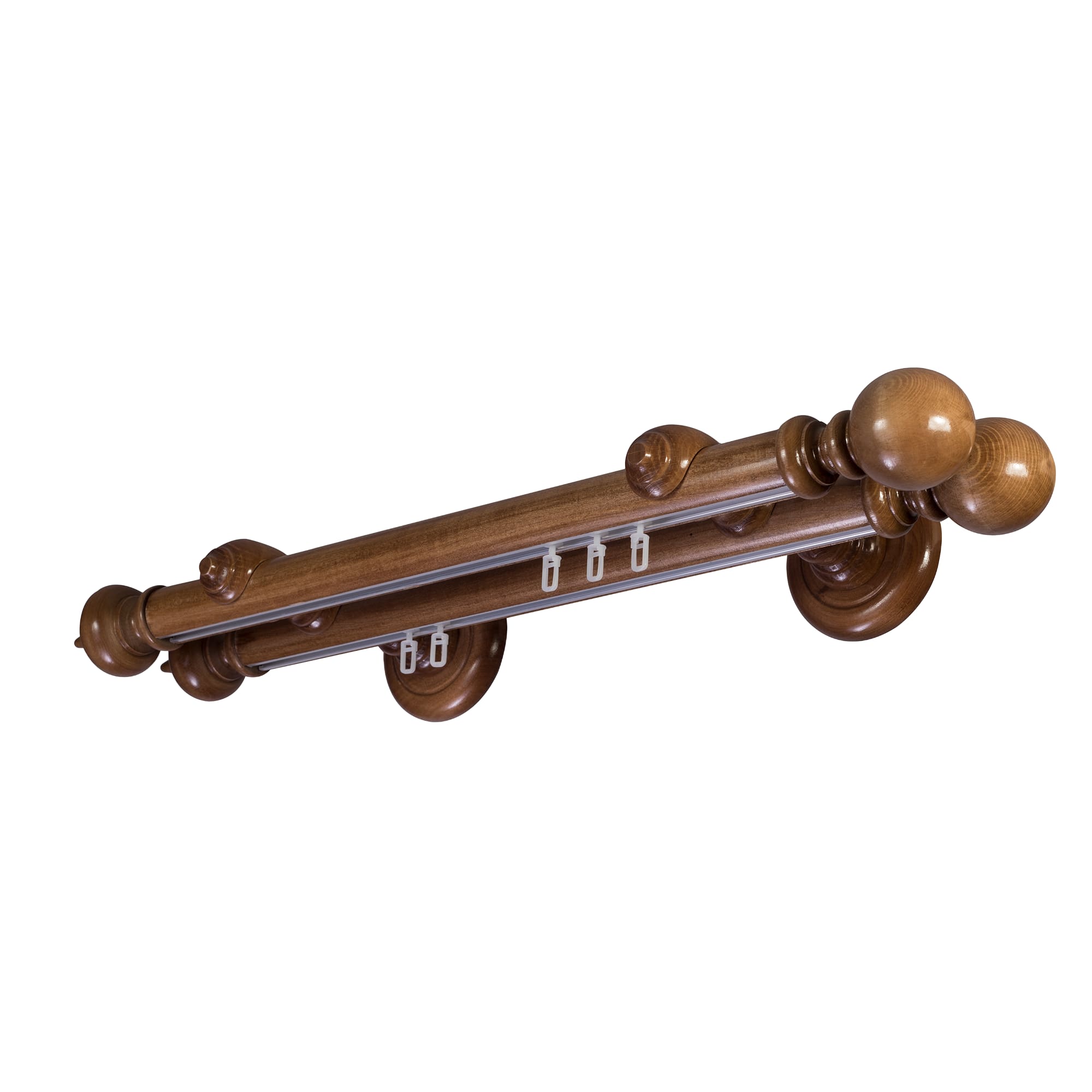 Globo Double 35 mm Wooden Curtain Rod with Aluminum Track System for Curtains and Drapes