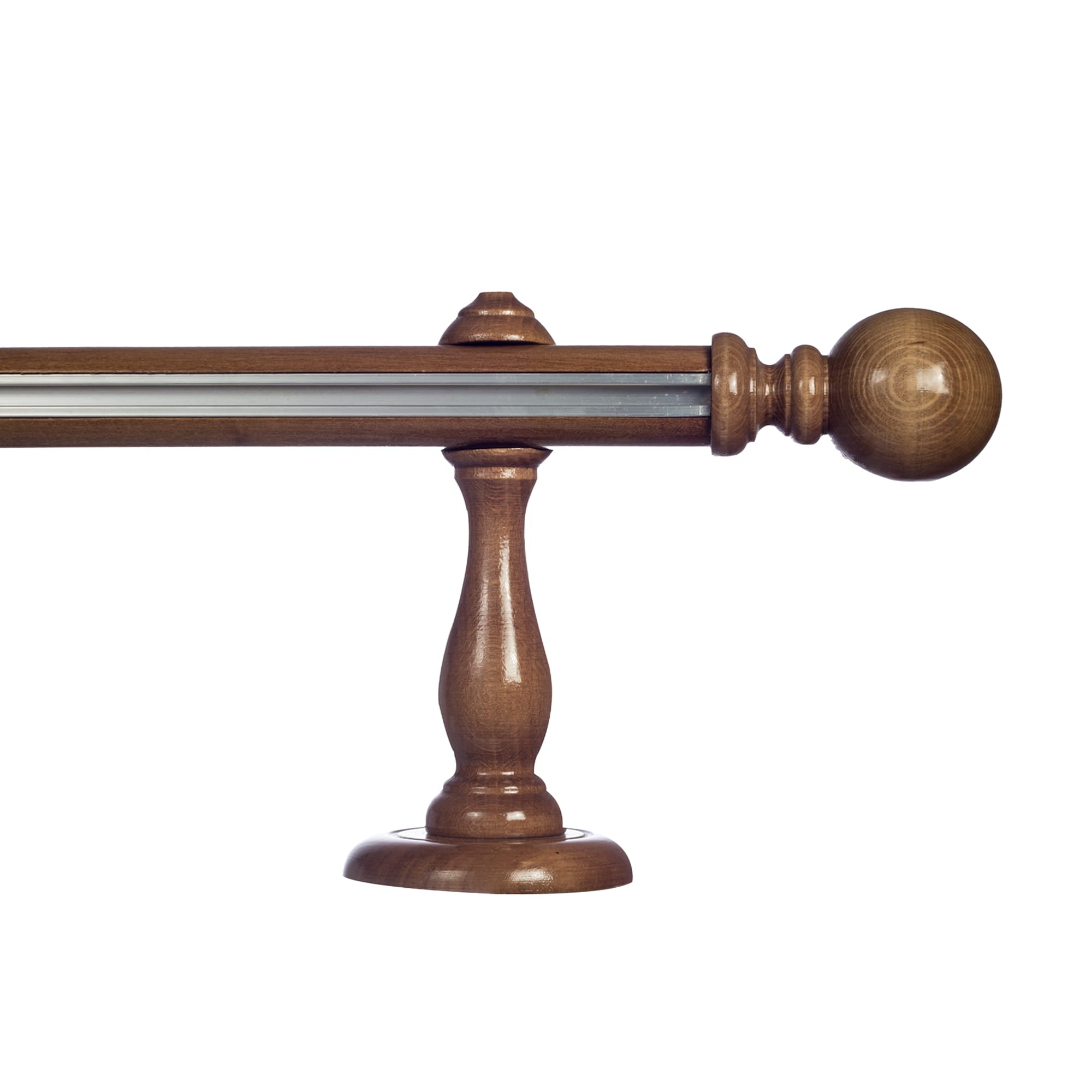 Globo Single 35 mm Wooden Curtain Rod with Aluminum Track