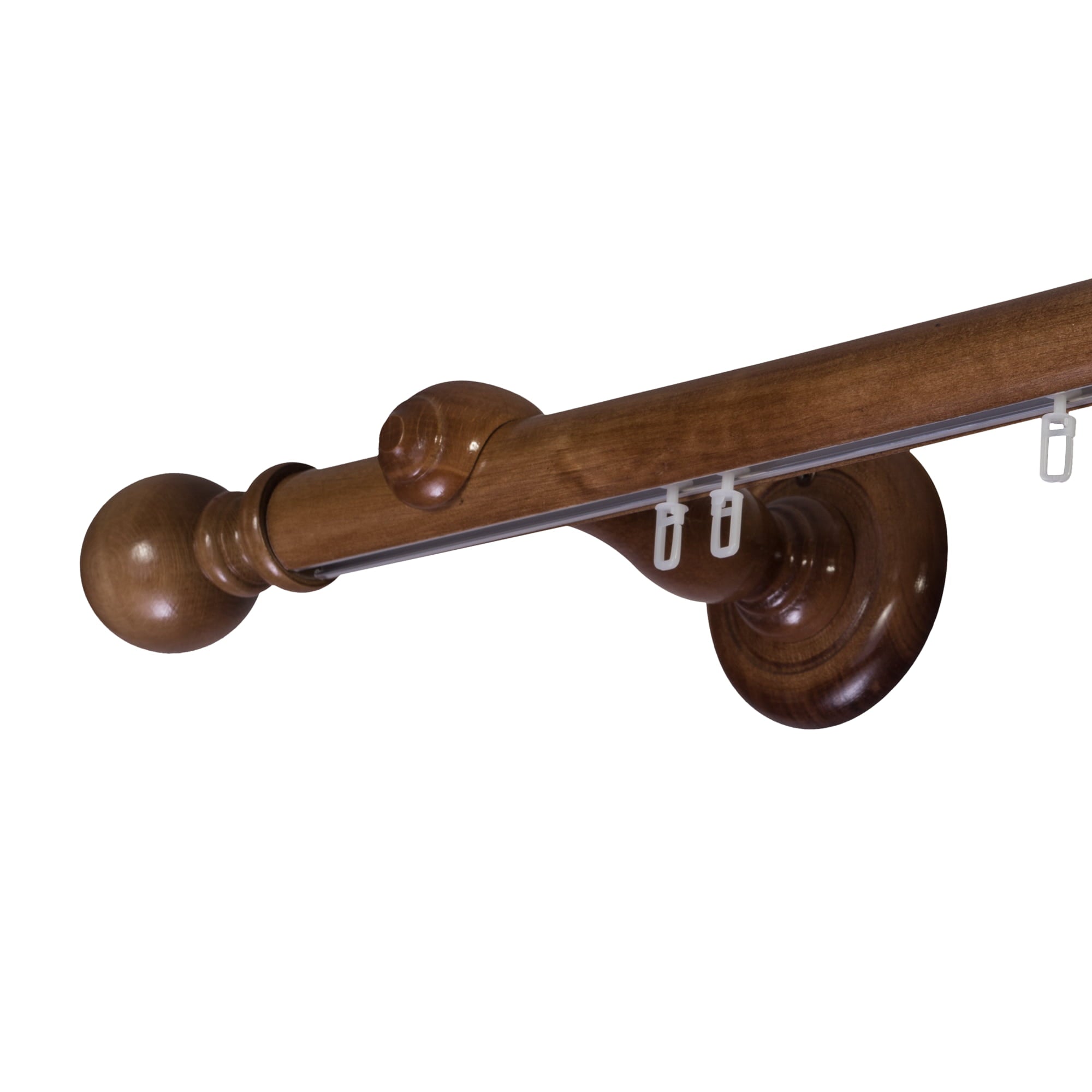 Globo Single 35 mm Wooden Curtain Rod with Aluminum Track