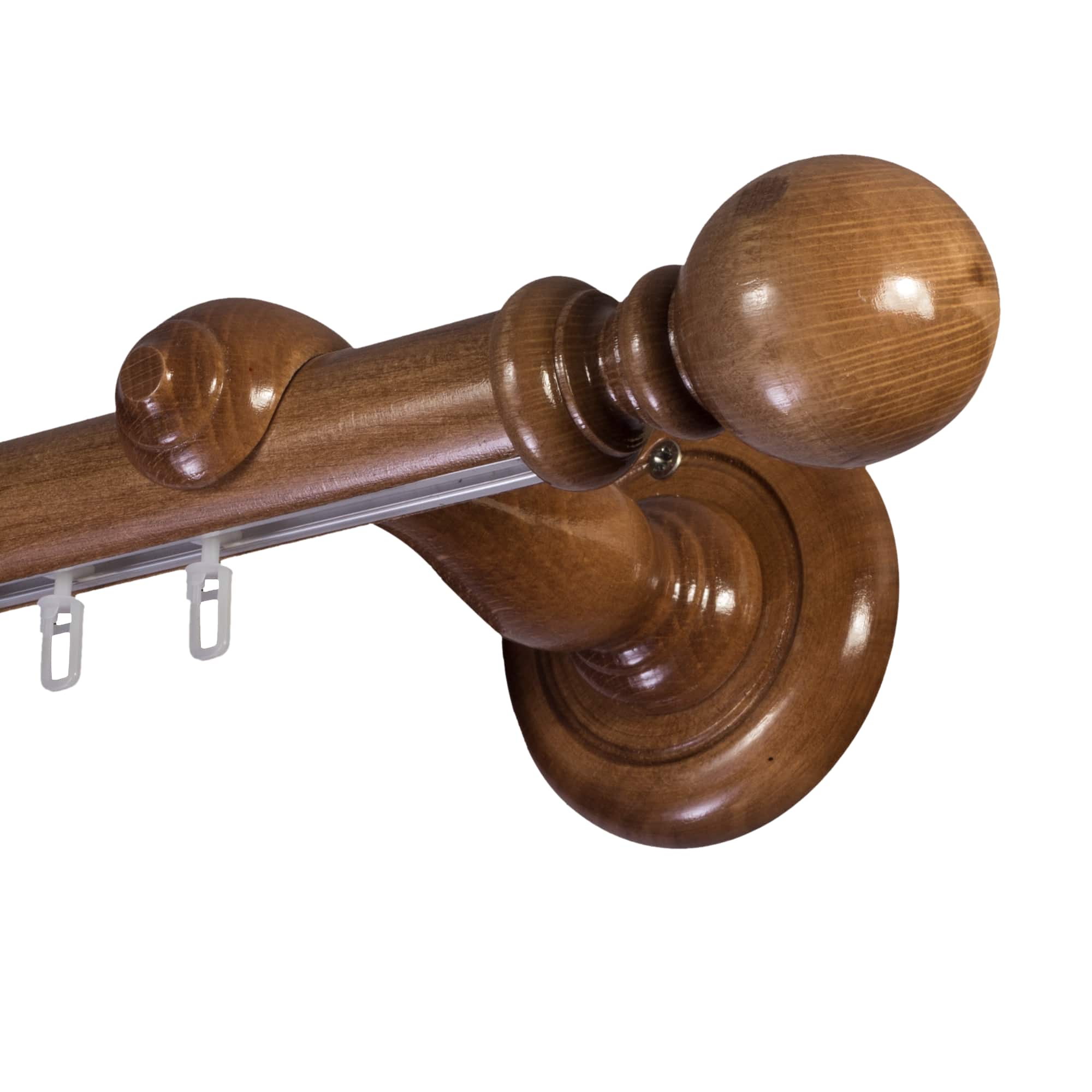 Globo Single 35 mm Wooden Curtain Rod with Aluminum Track