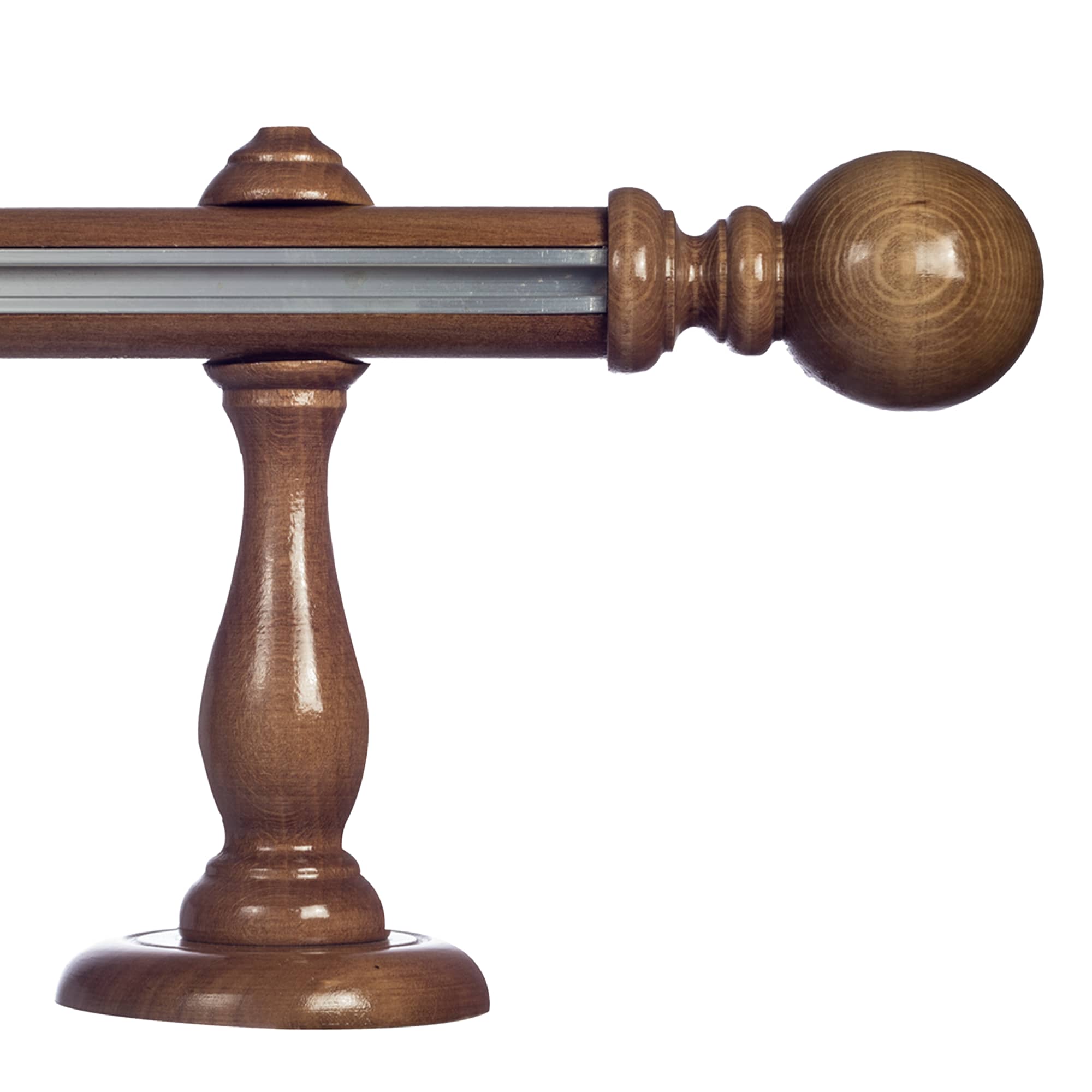 Globo Single 35 mm Wooden Curtain Rod with Aluminum Track