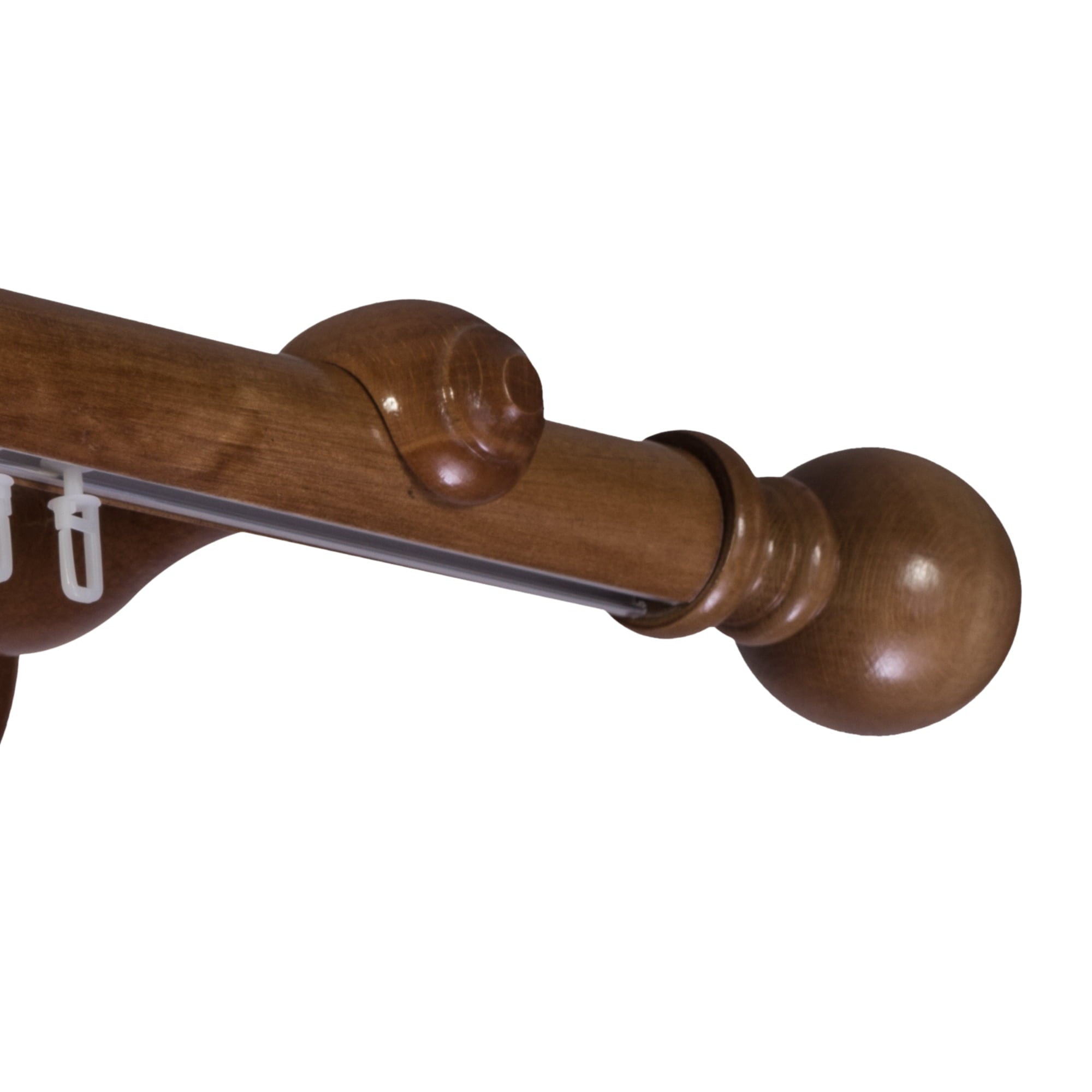 Globo Single 35 mm Wooden Curtain Rod with Aluminum Track