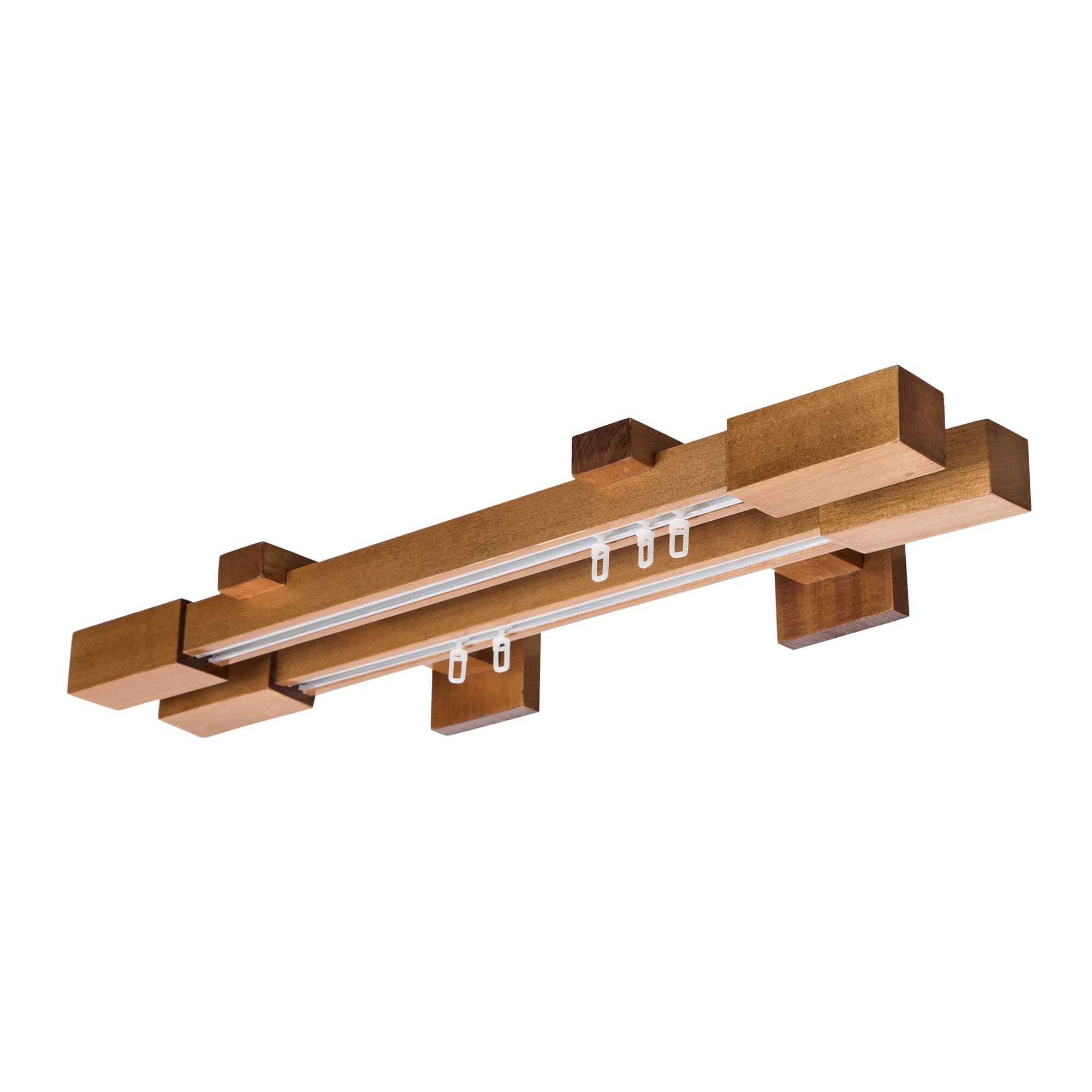 Praga Double Wooden Curtain Rod with Aluminum Track