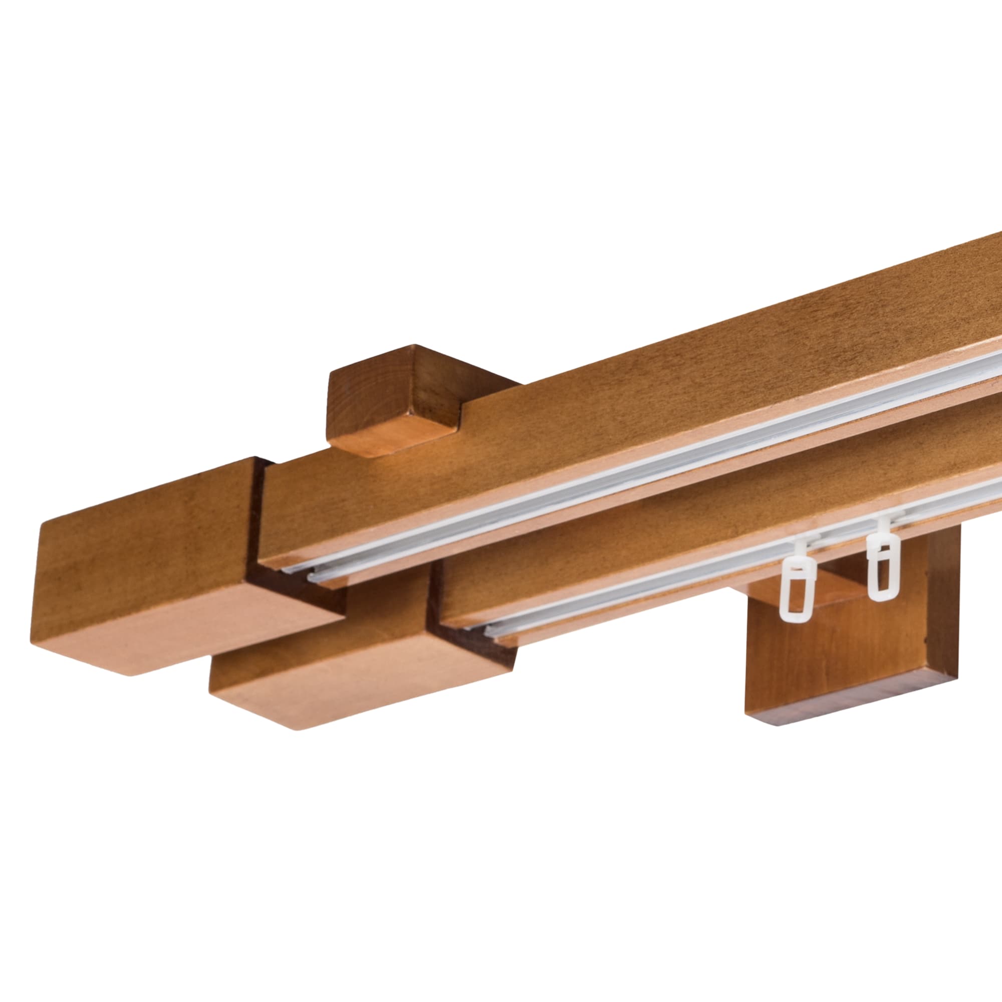 Praga Double Wooden Curtain Rod with Aluminum Track