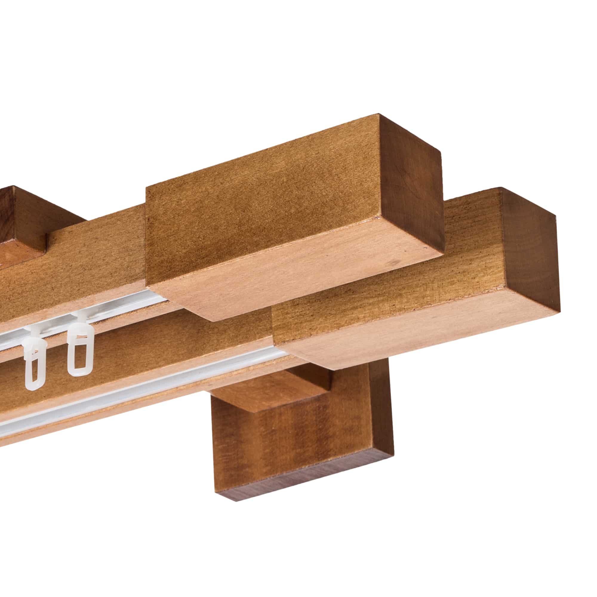 Praga Double Wooden Curtain Rod with Aluminum Track