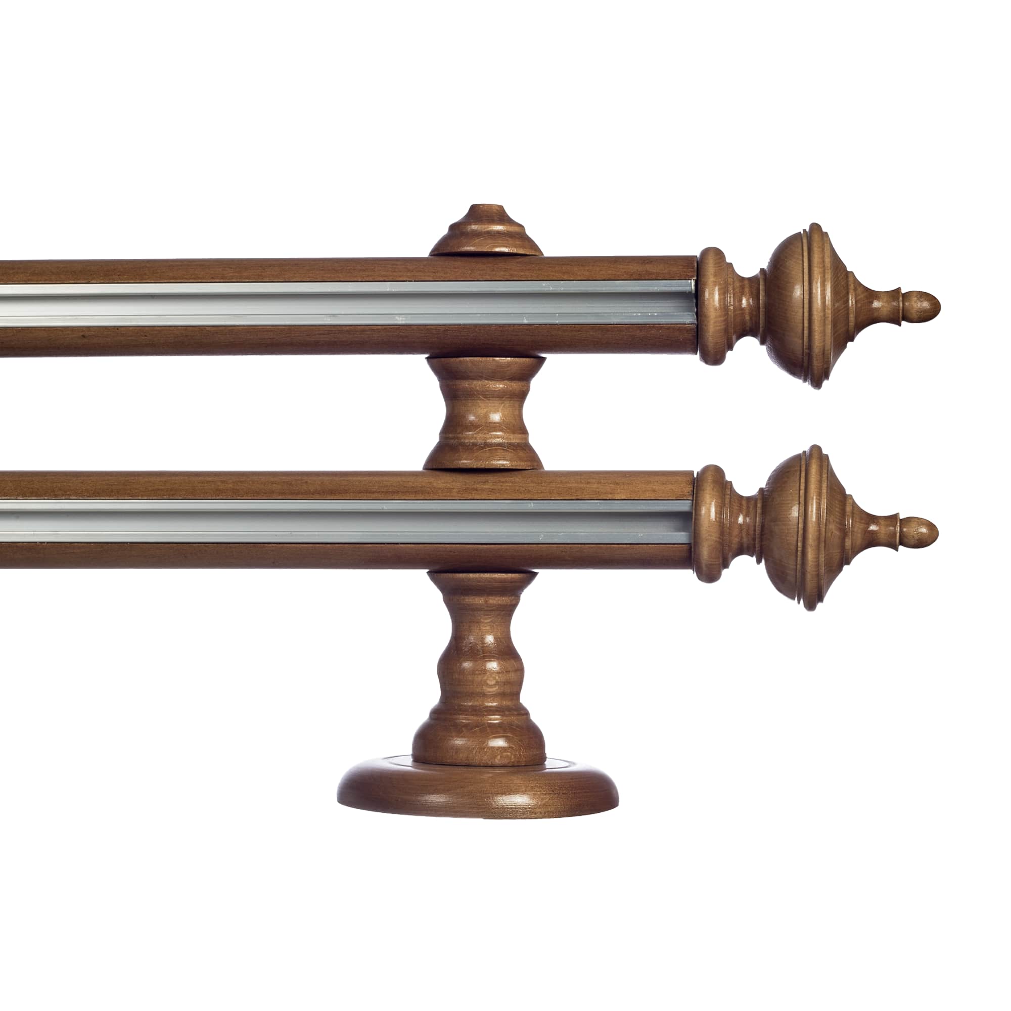 Saly Double 35 mm Wooden Curtain Rod with Aluminum Track