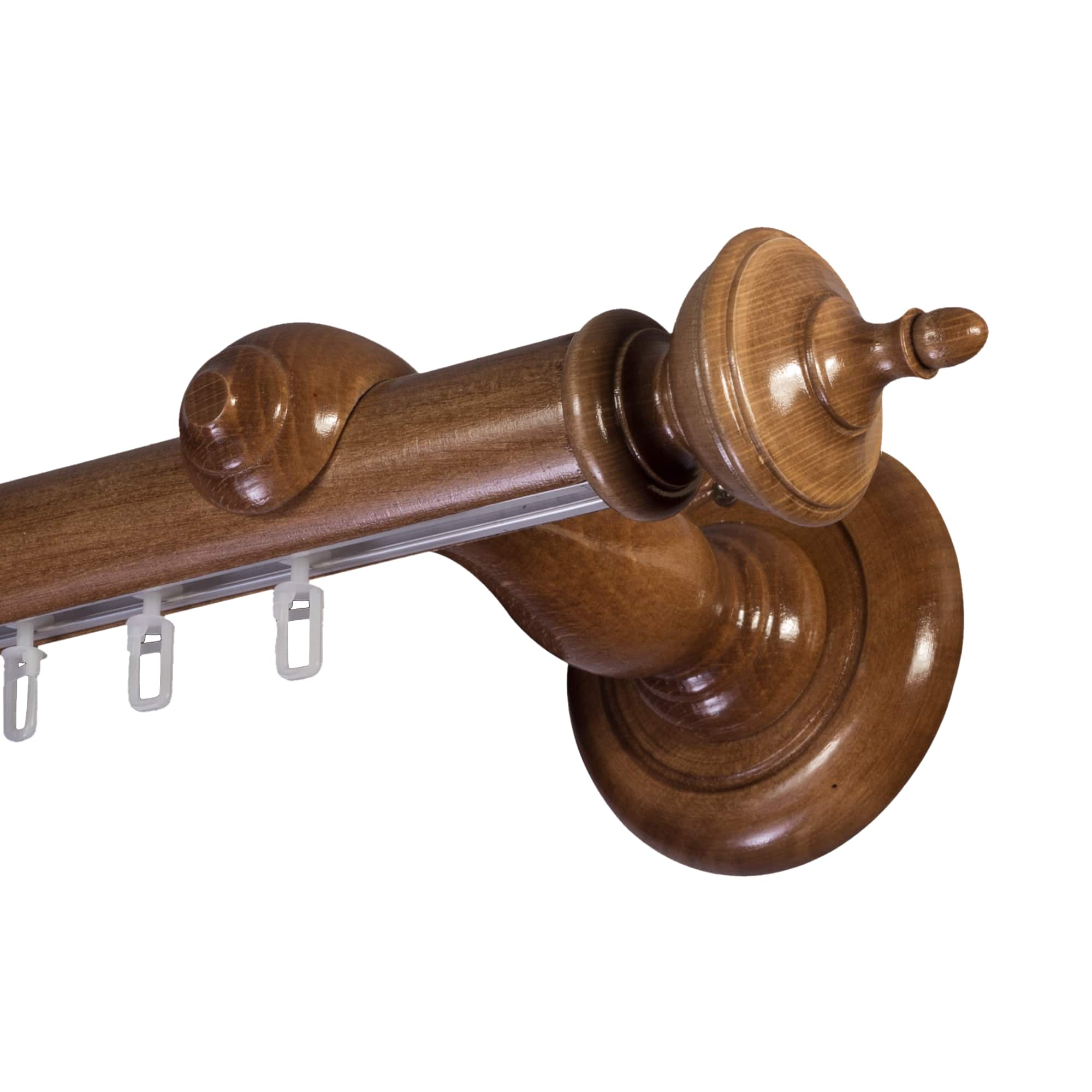 Saly Single 35 mm Wooden Curtain Rod with Aluminum Track