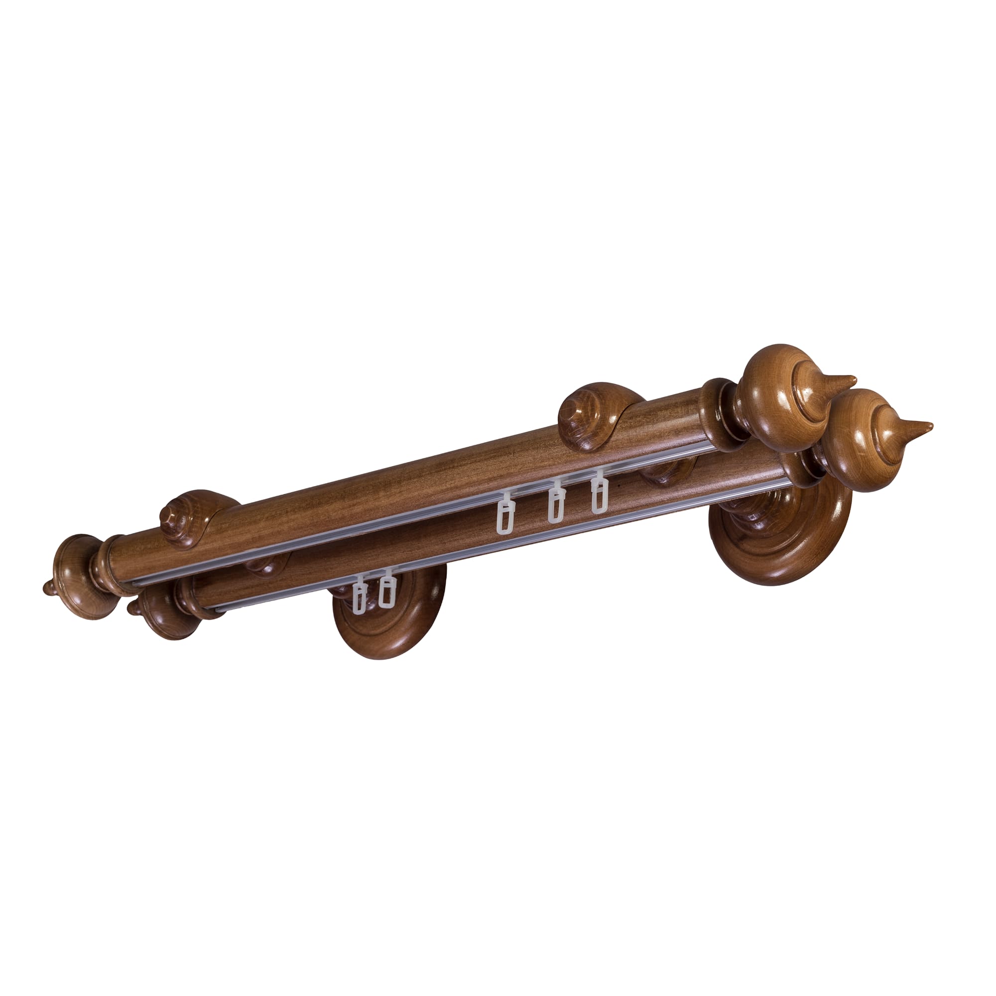STELLA DOUBLE 35 MM WOODEN CURTAIN ROD WITH ALUMINUM TRACK