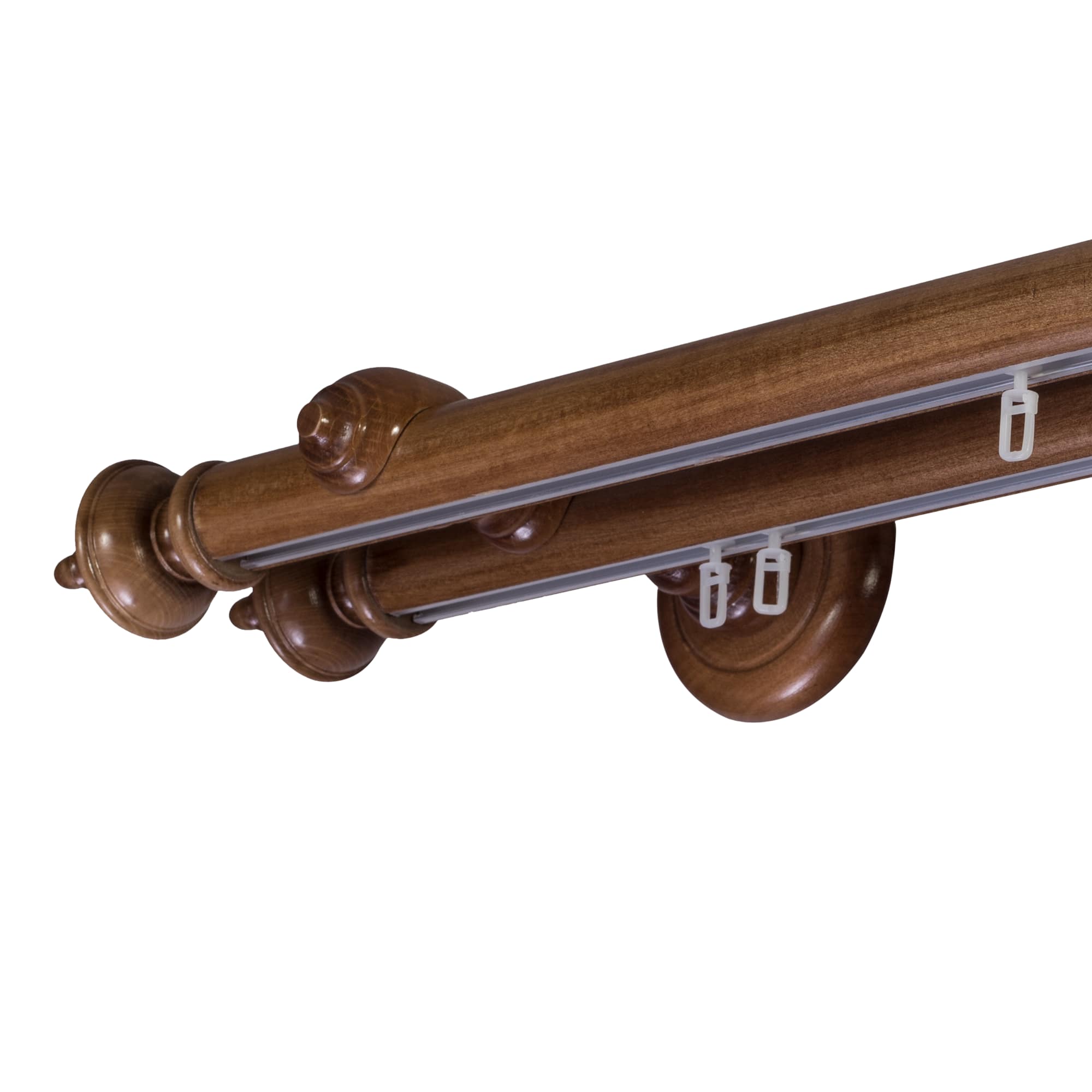 STELLA DOUBLE 35 MM WOODEN CURTAIN ROD WITH ALUMINUM TRACK