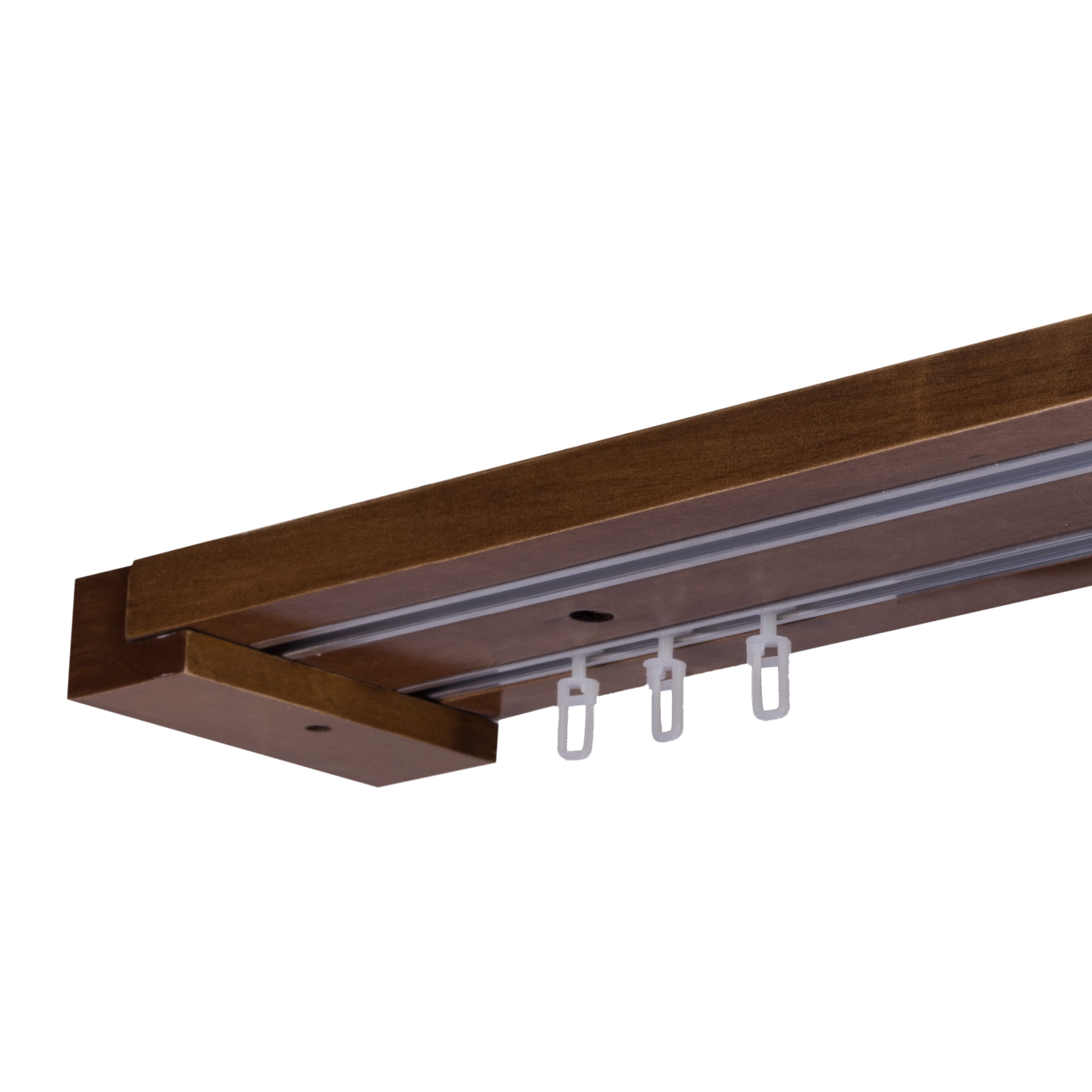 Curtain and drape track system Travetto Double made of wood