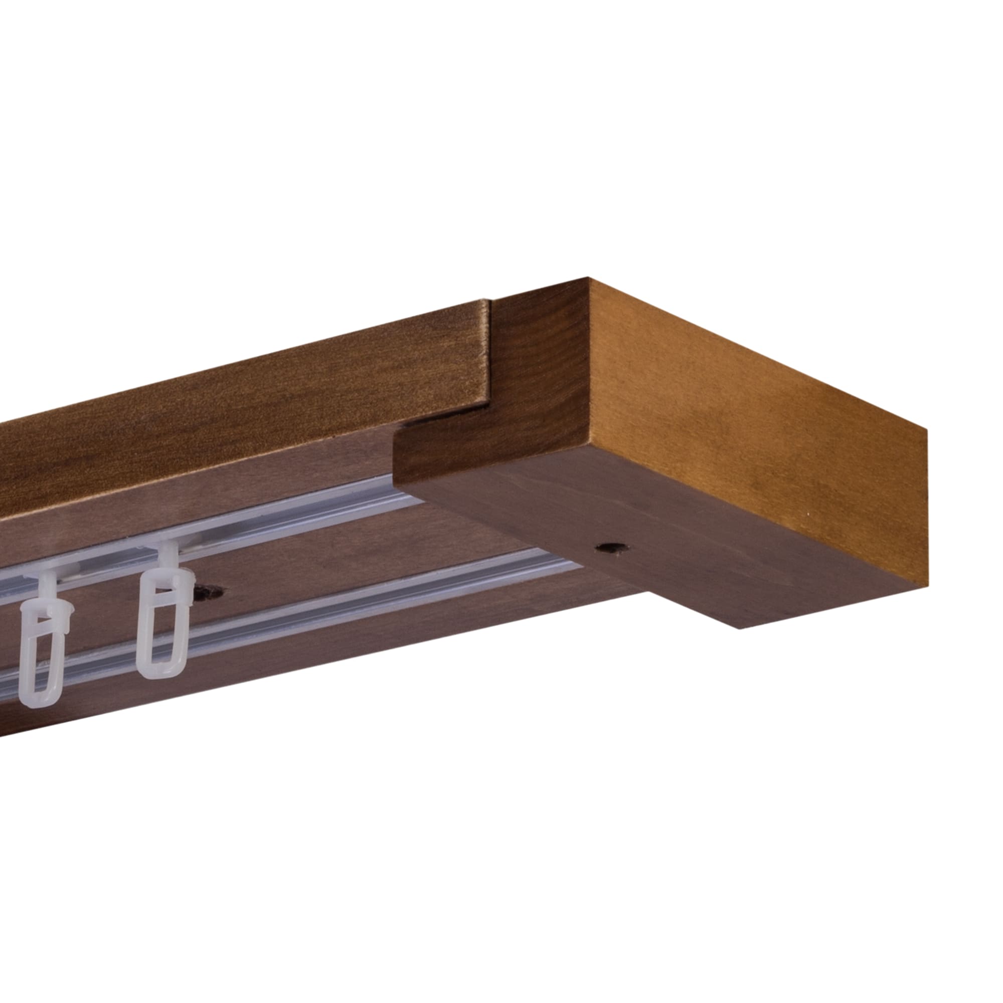 Curtain and drape track system Travetto Double made of wood