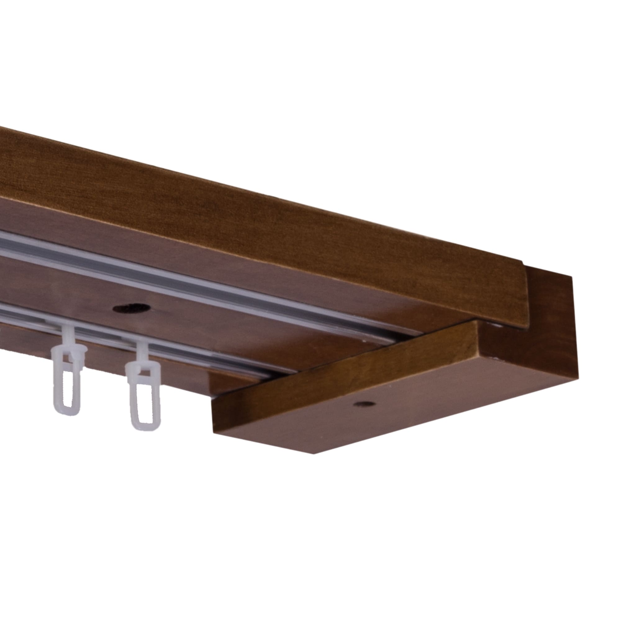 Curtain and drape track system Travetto Double made of wood