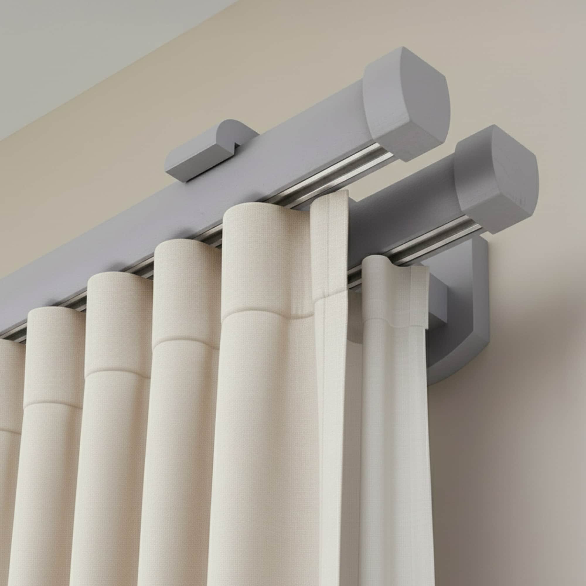 Domino Double Wooden Curtain Rod & Track System for Curtains and Drapes