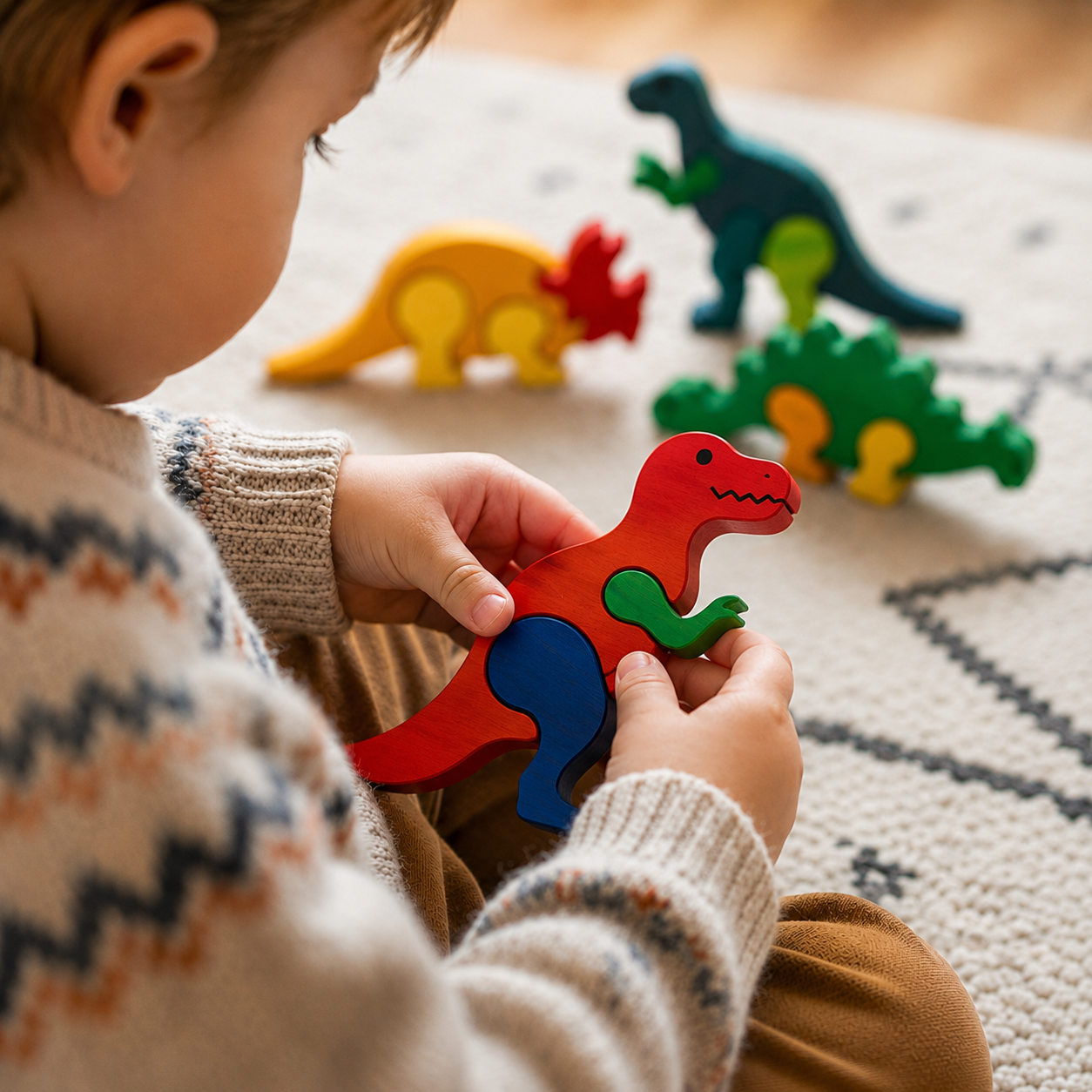 Wooden Dinosaur Puzzle Set