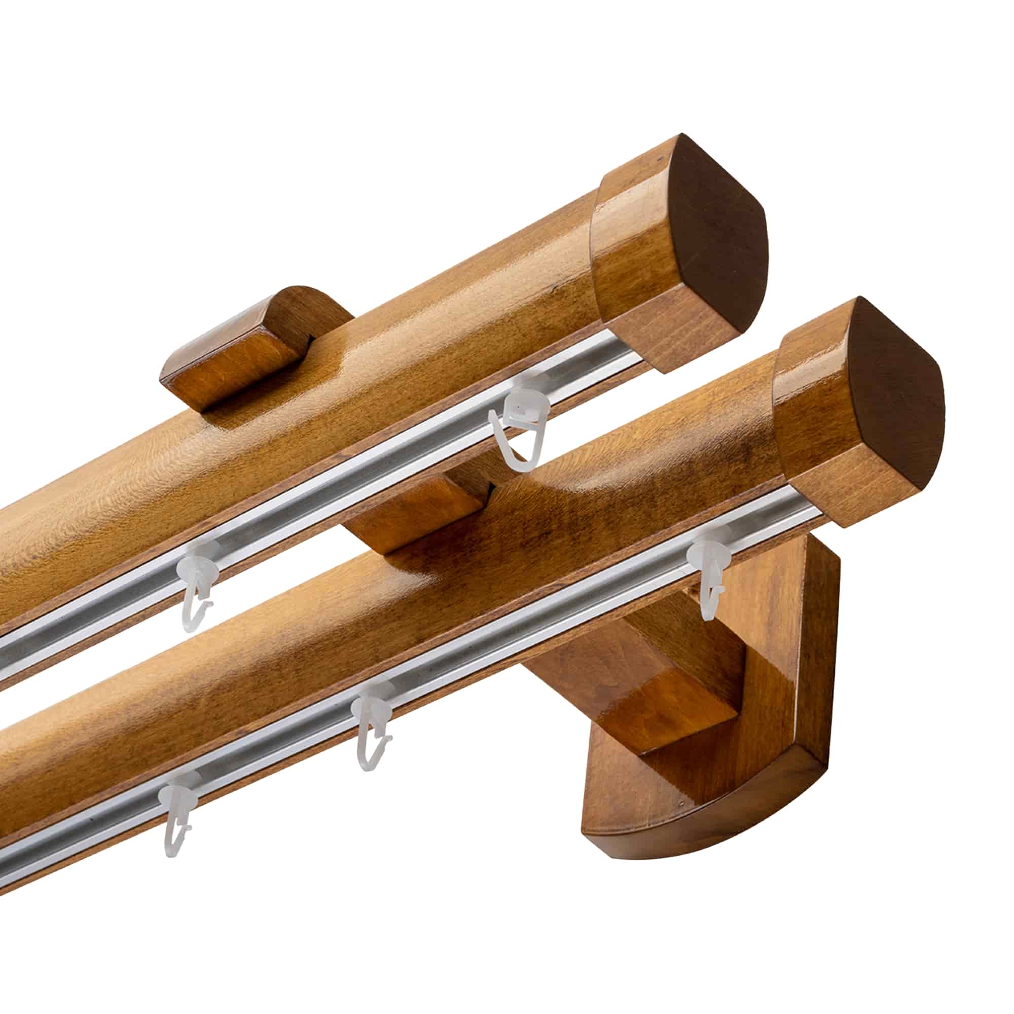 Domino Double Wooden Curtain Rod & Track System for Curtains and Drapes