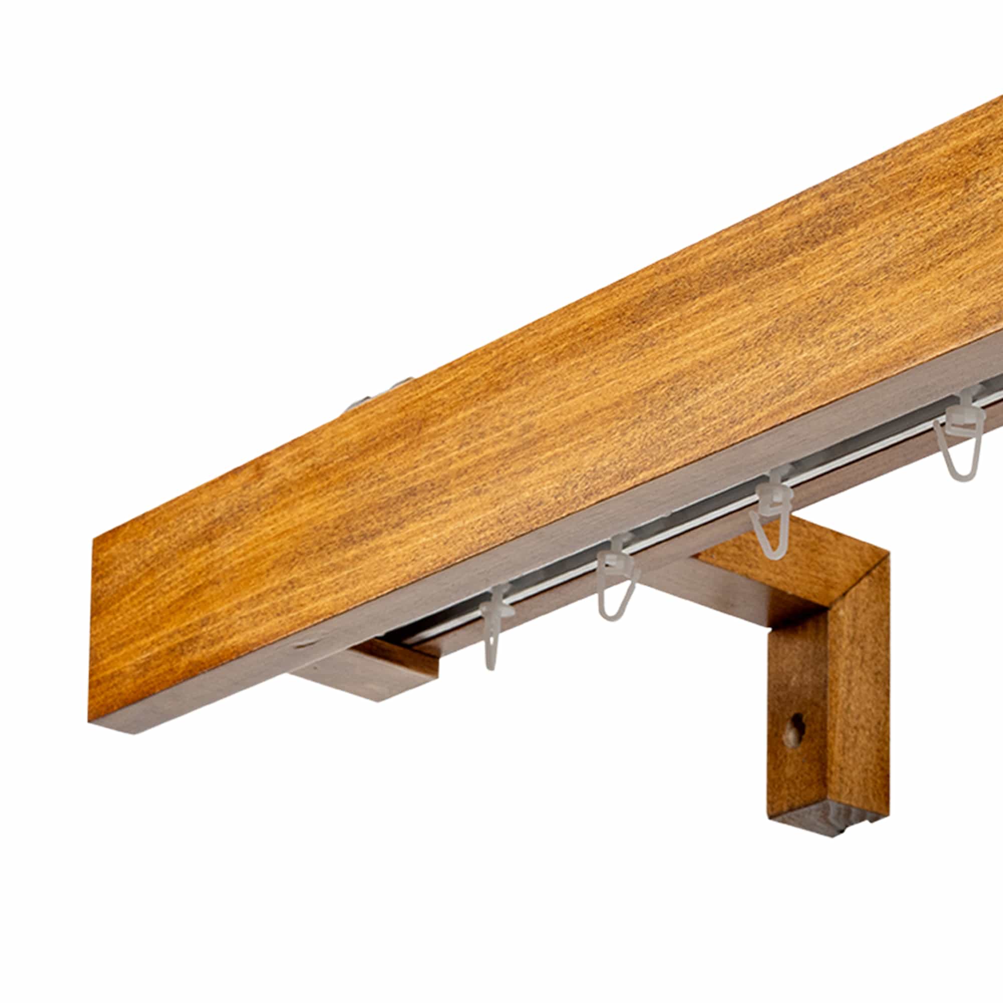 Travetto Double Curtain Track System with Wooden Decorative Valance