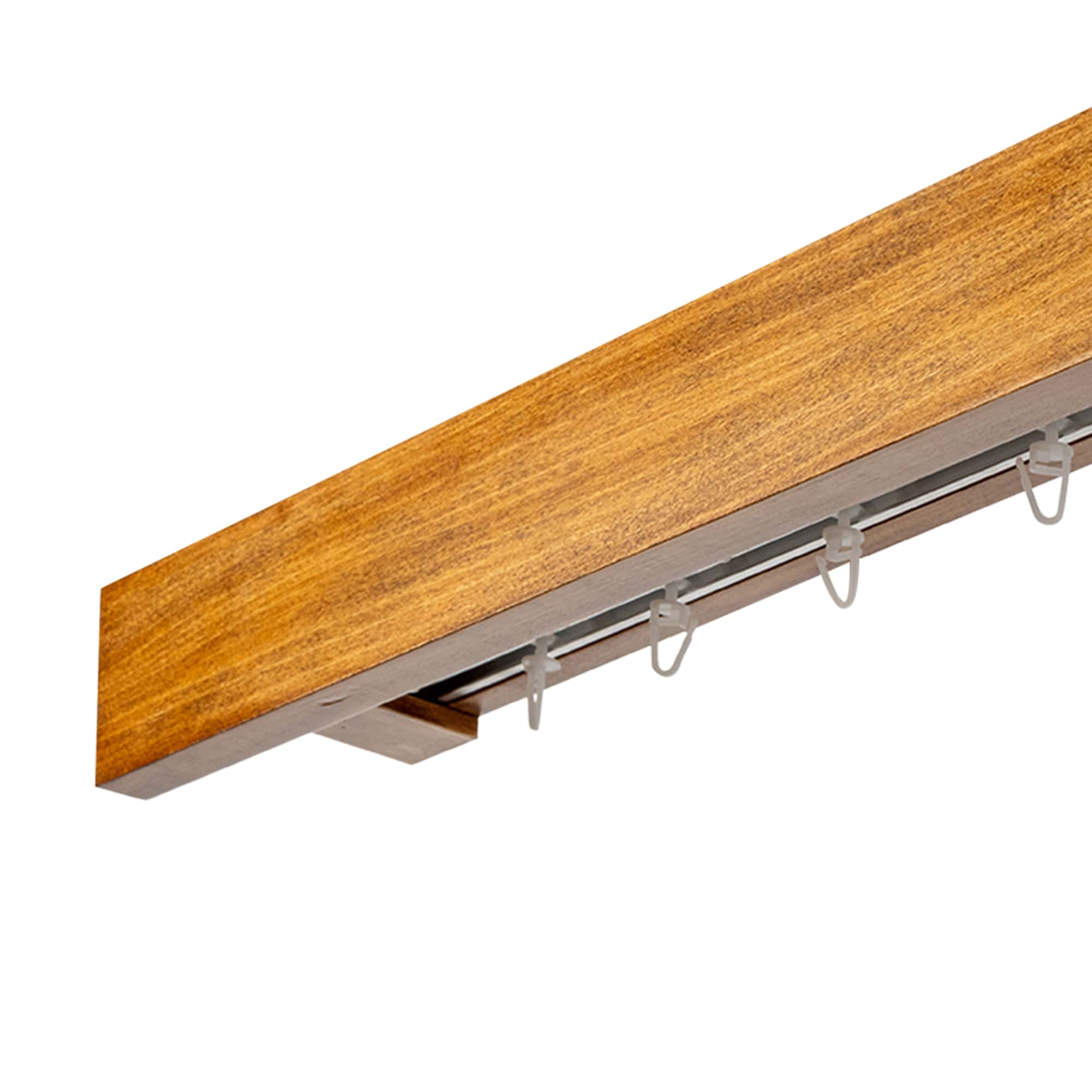 Travetto Double Curtain Track System with Wooden Decorative Valance