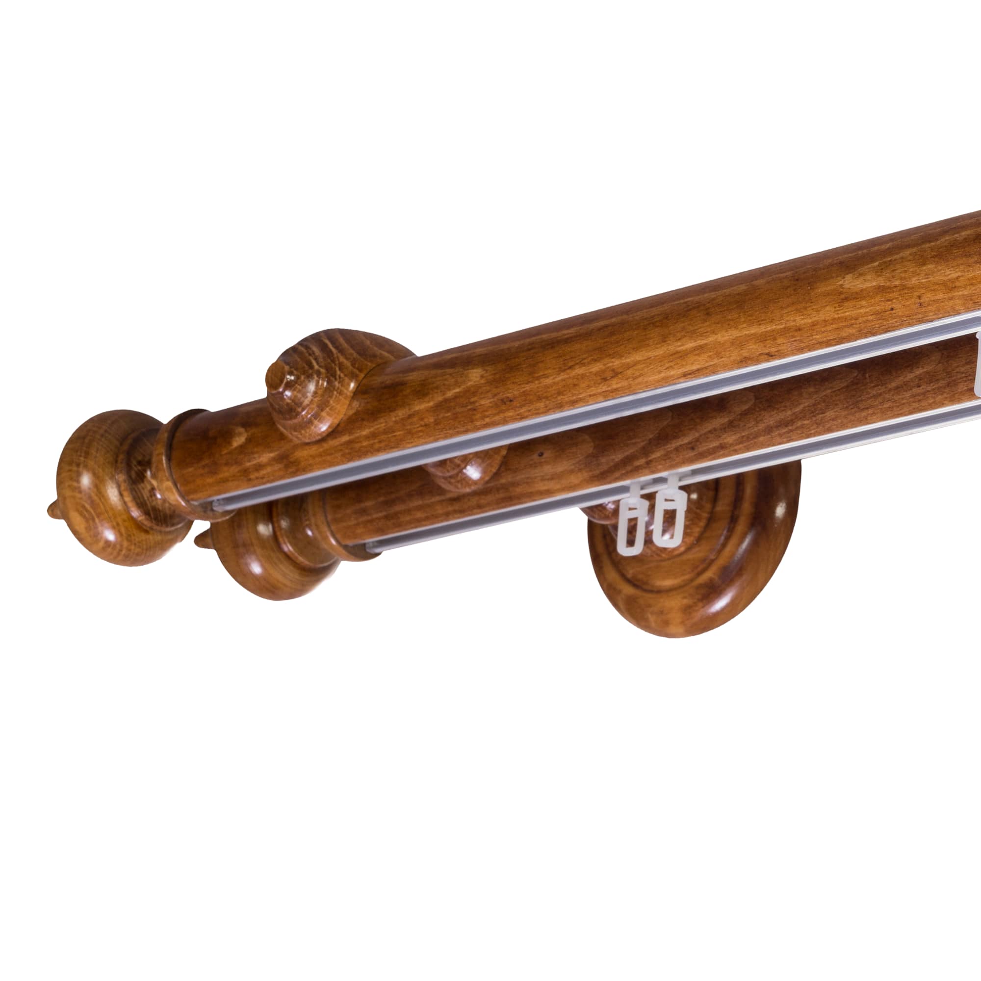 Globo Double 35 mm Wooden Curtain Rod with Aluminum Track System for Curtains and Drapes