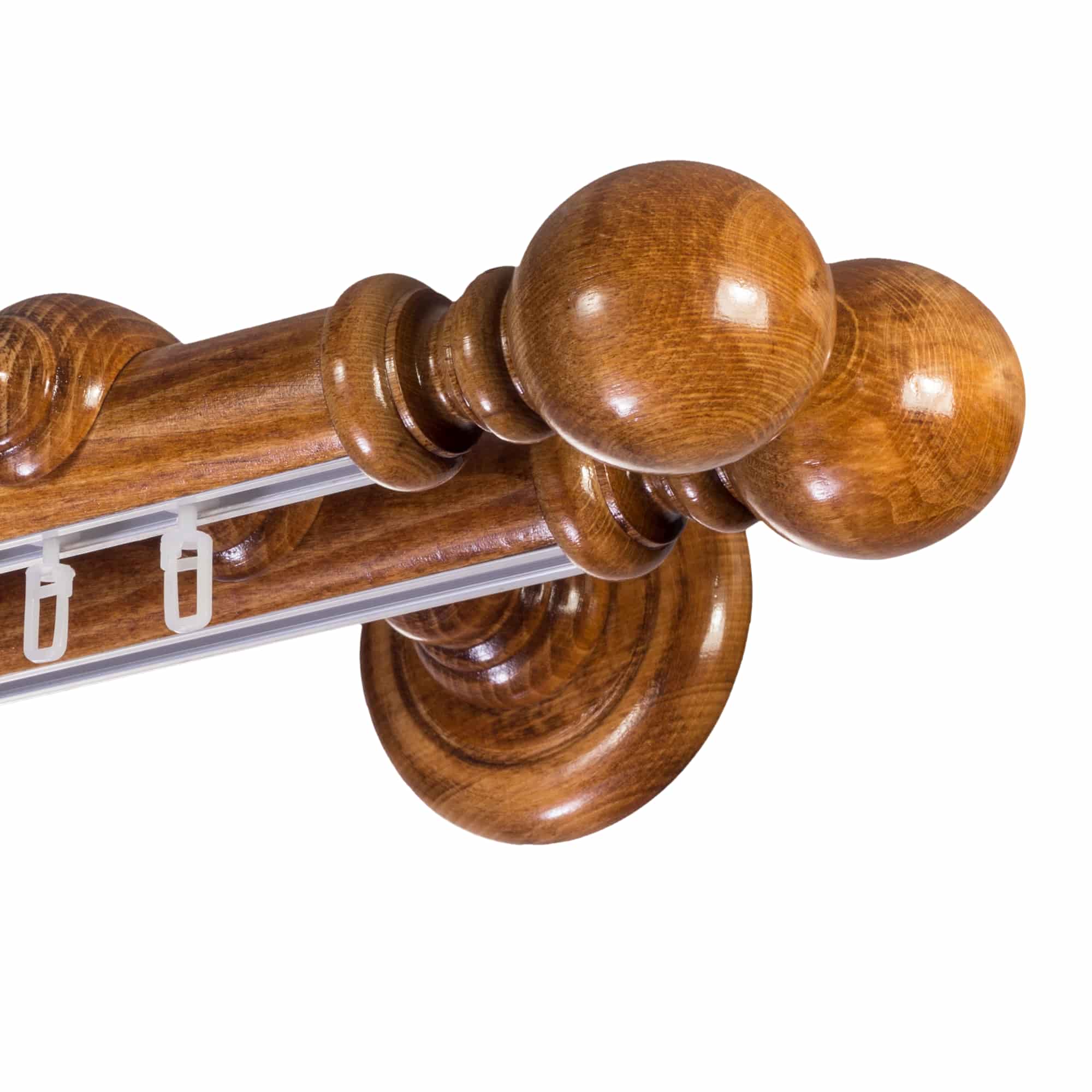 Globo Double 35 mm Wooden Curtain Rod with Aluminum Track System for Curtains and Drapes