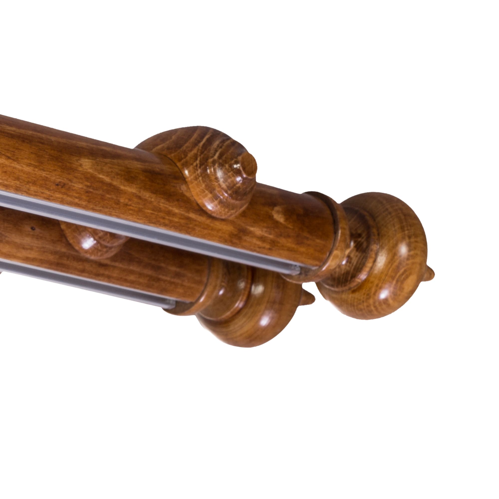 Globo Double 35 mm Wooden Curtain Rod with Aluminum Track System for Curtains and Drapes