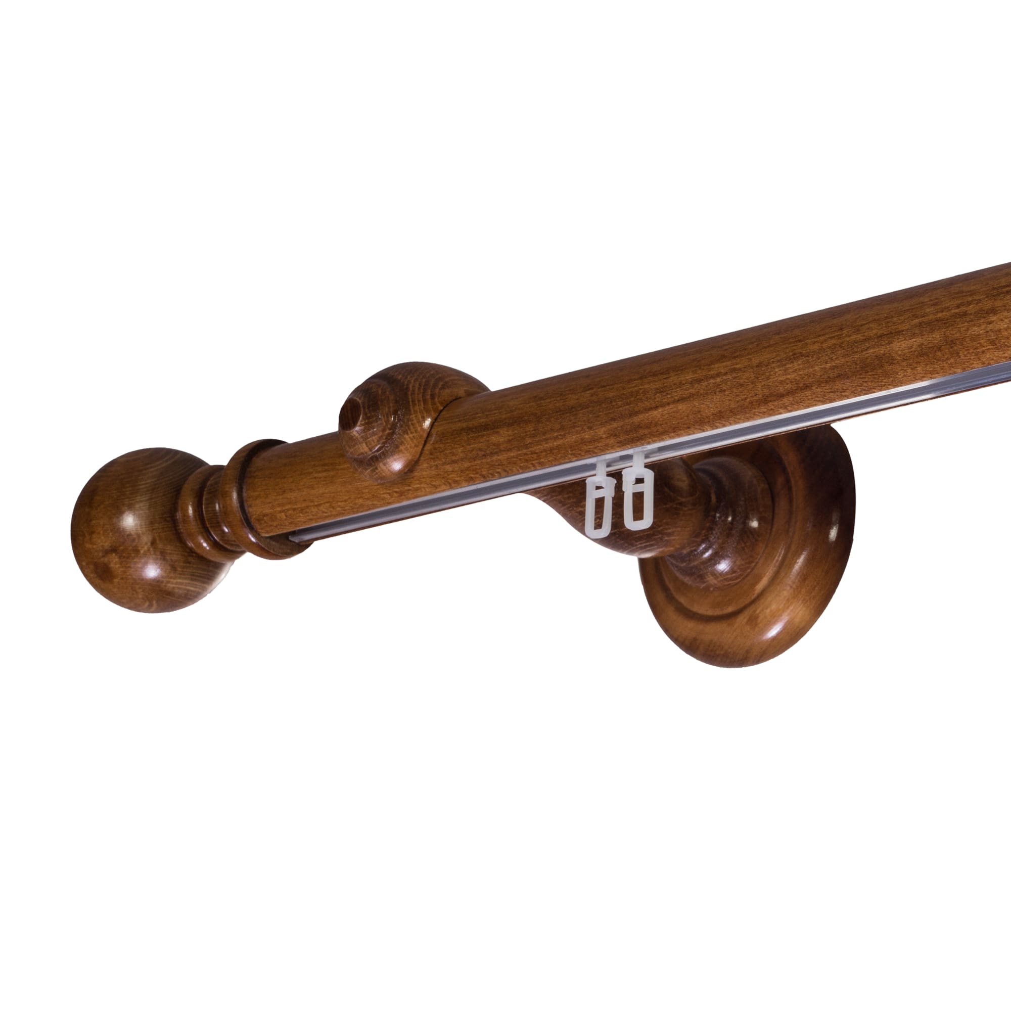 Globo Single 35 mm Wooden Curtain Rod with Aluminum Track