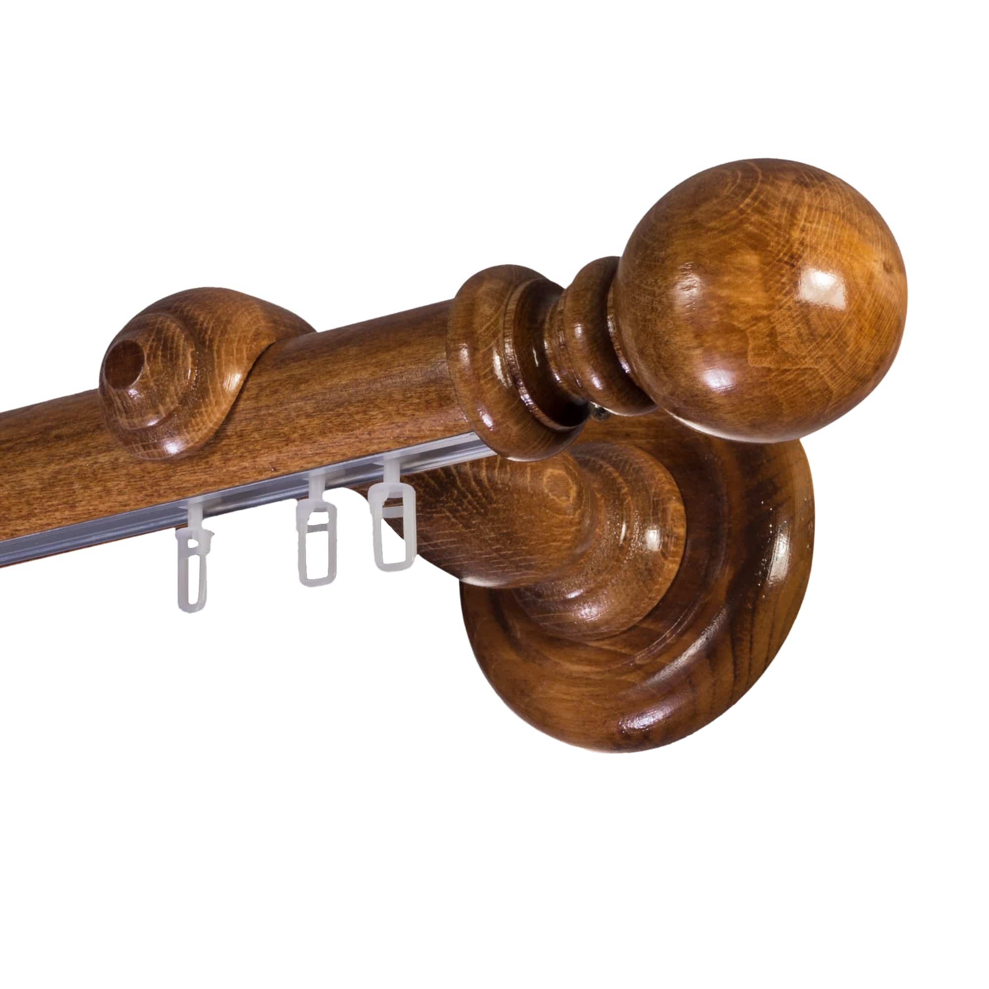 Globo Single 35 mm Wooden Curtain Rod with Aluminum Track