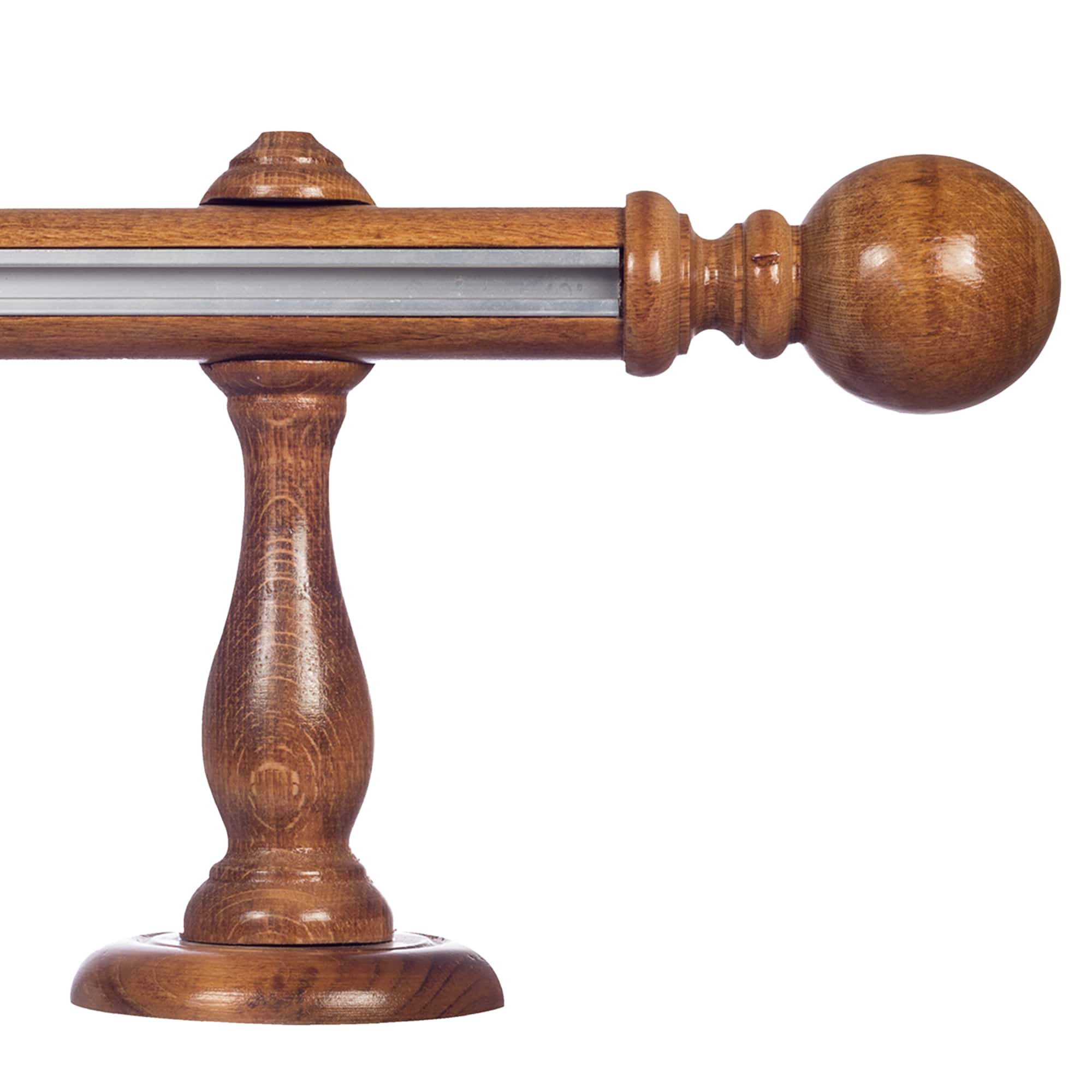 Globo Single 35 mm Wooden Curtain Rod with Aluminum Track