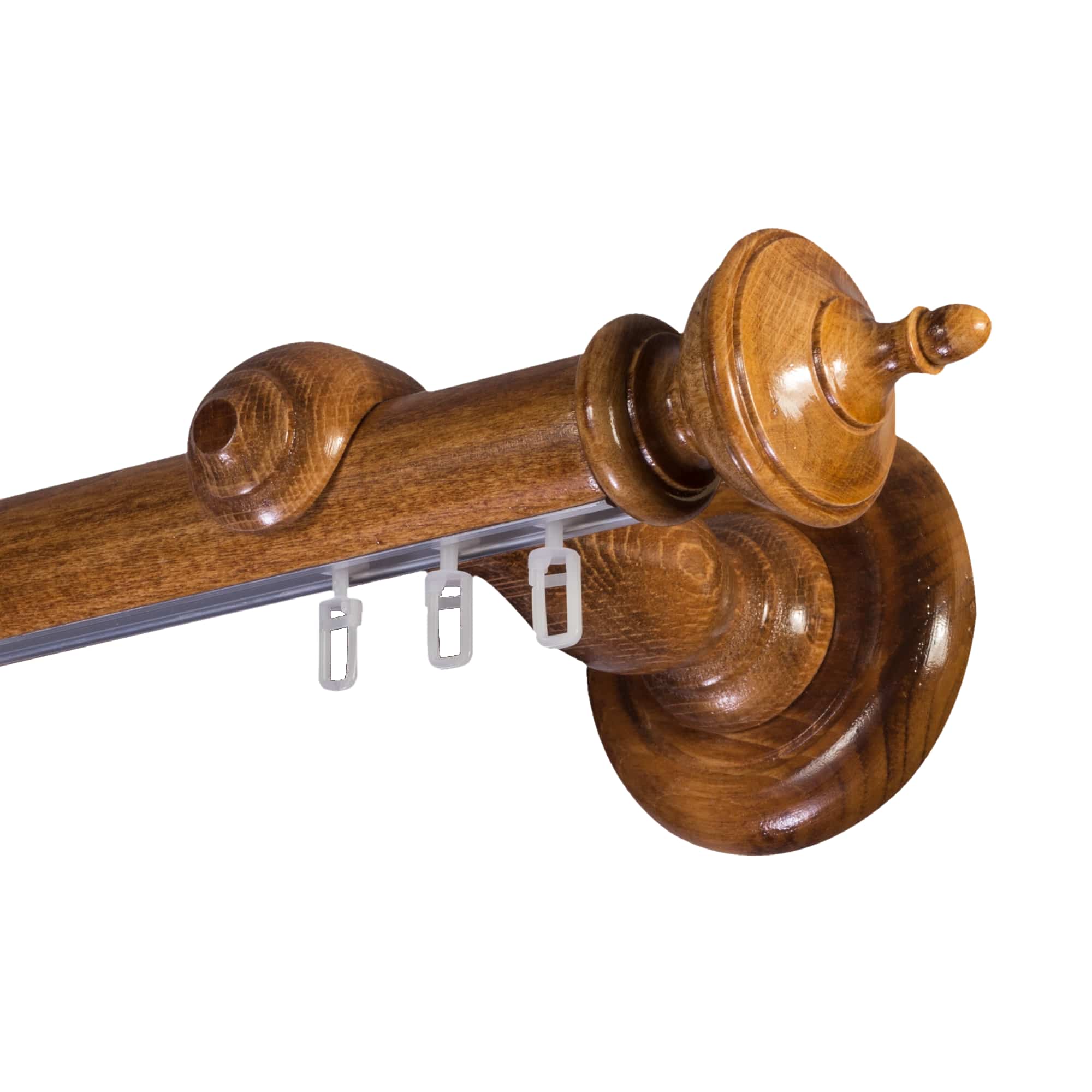 Saly Single 35 mm Wooden Curtain Rod with Aluminum Track