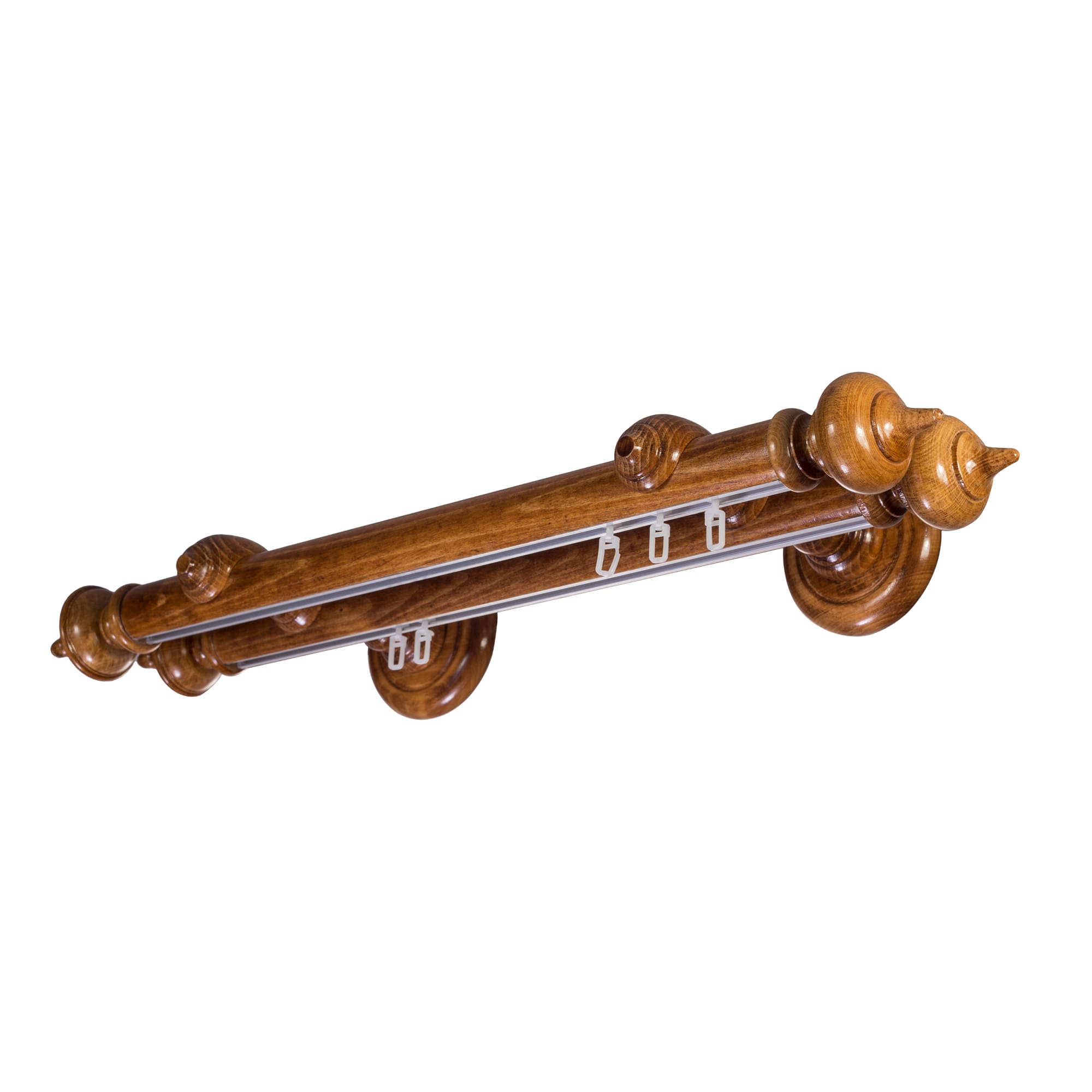 STELLA DOUBLE 35 MM WOODEN CURTAIN ROD WITH ALUMINUM TRACK