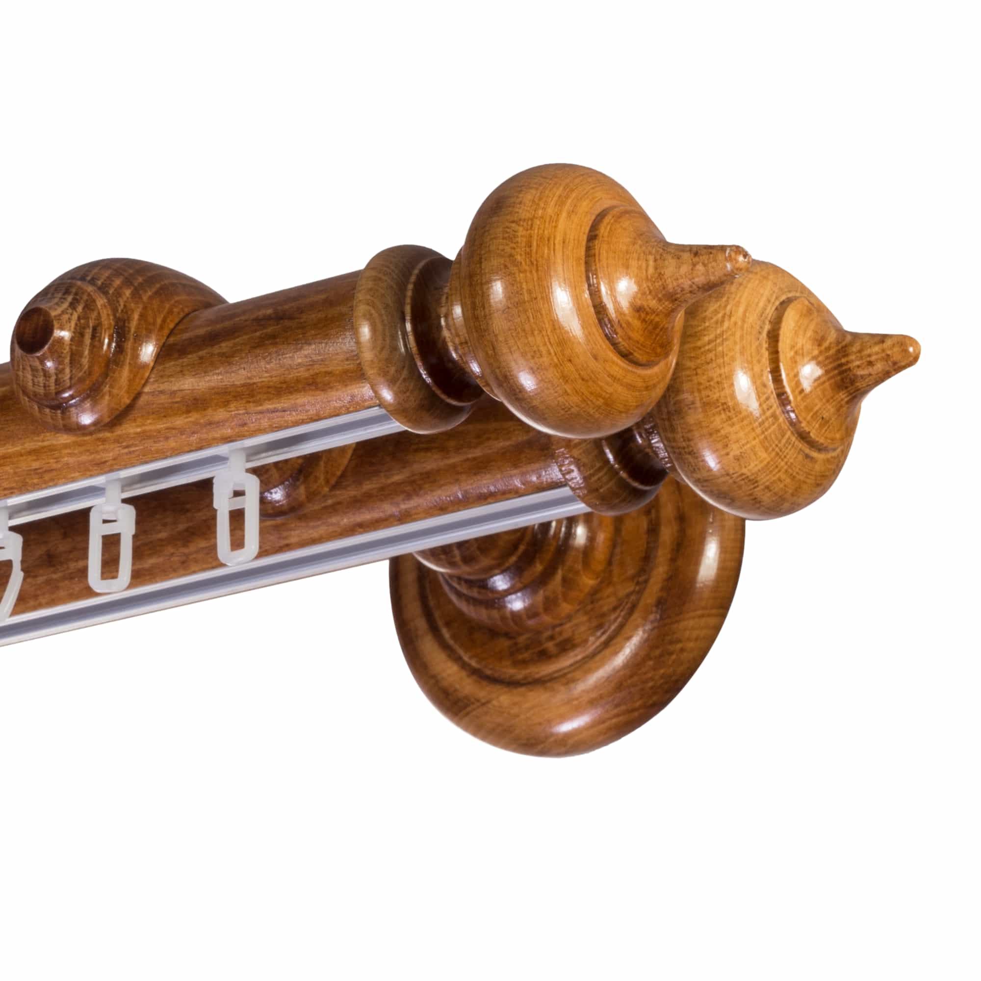 STELLA DOUBLE 35 MM WOODEN CURTAIN ROD WITH ALUMINUM TRACK