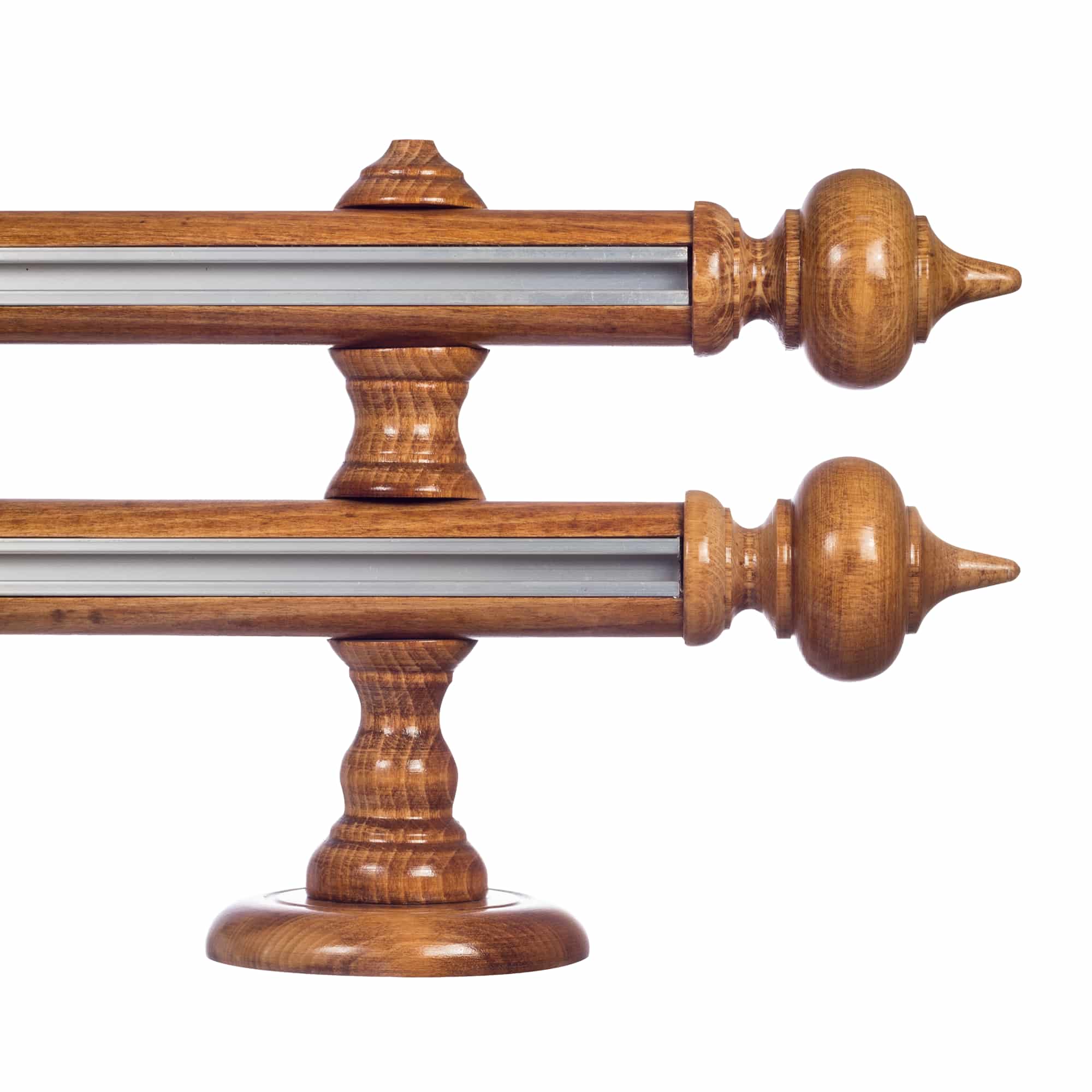 STELLA DOUBLE 35 MM WOODEN CURTAIN ROD WITH ALUMINUM TRACK