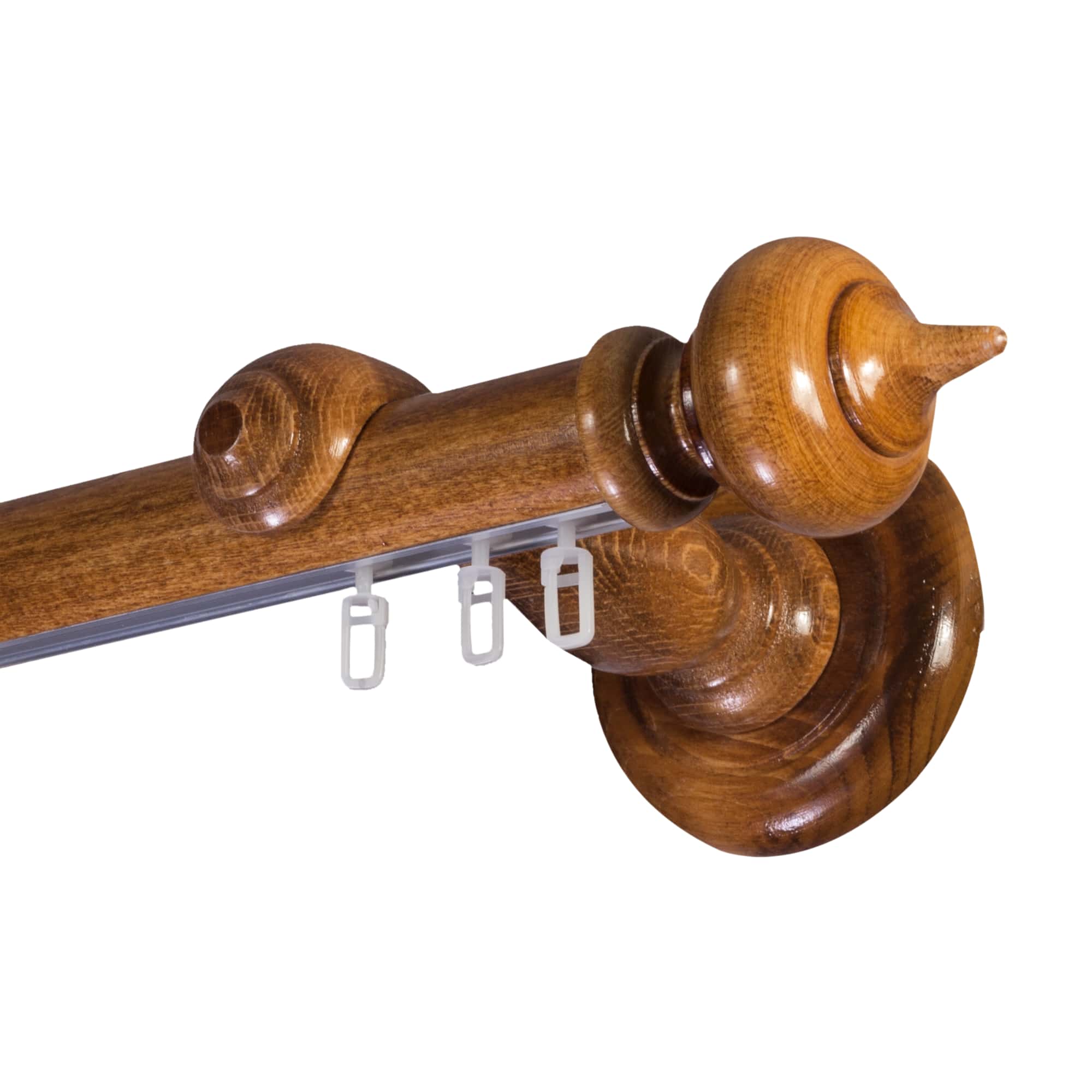 Stella Single 35 mm Wooden Curtain Rod with Aluminum Track