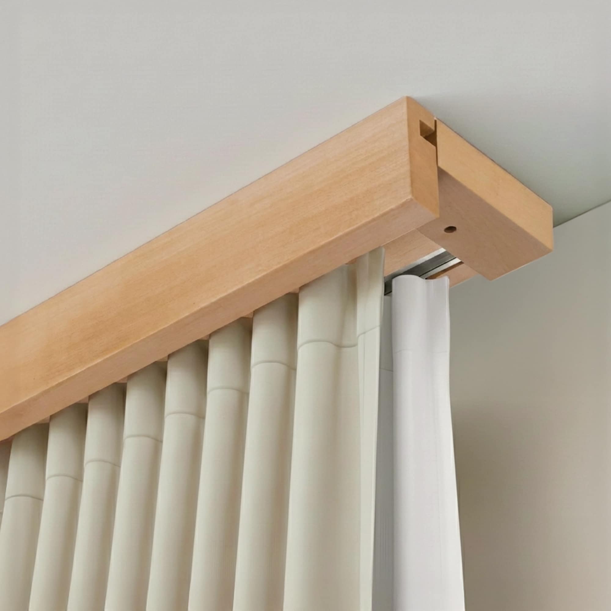 Travetto Double Curtain Track System with Wooden Decorative Valance