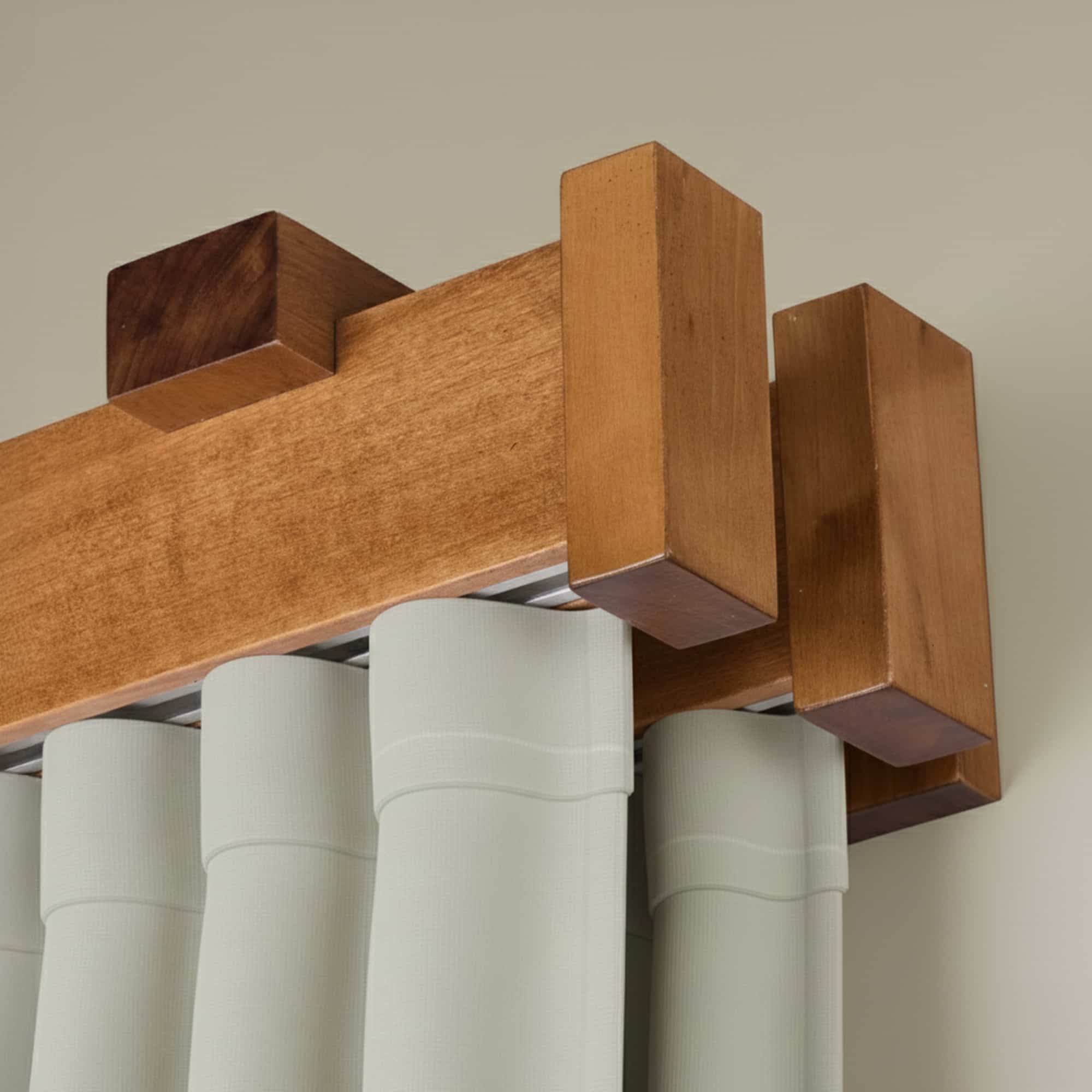 Dalia Double Wooden Curtain Rod with Aluminum Track