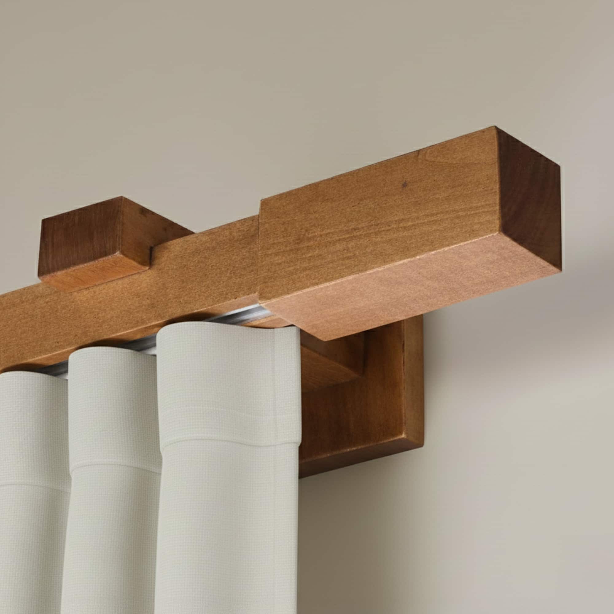 Praga Wooden Curtain Rod with Aluminum Track