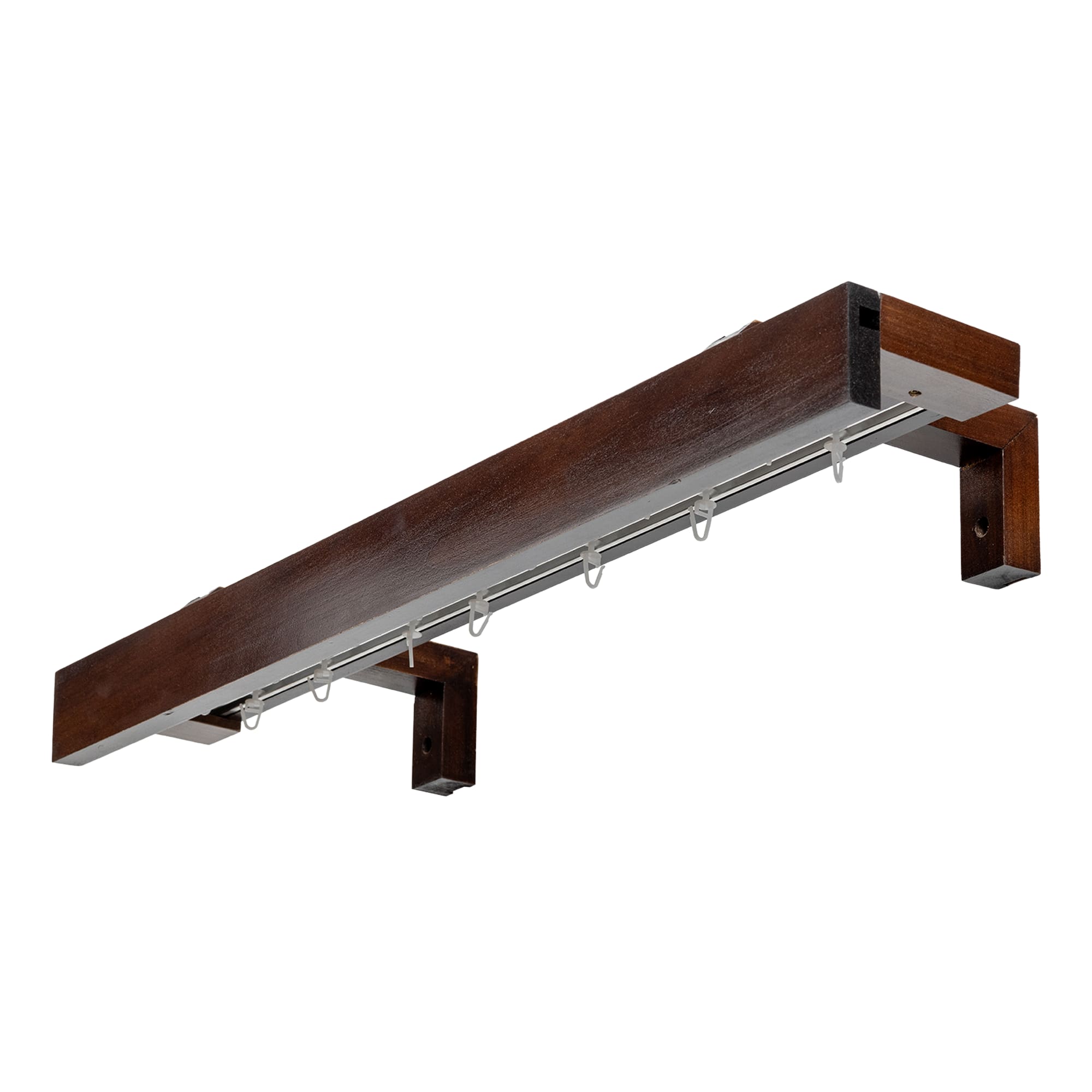 Travetto Double Curtain Track System with Wooden Decorative Valance