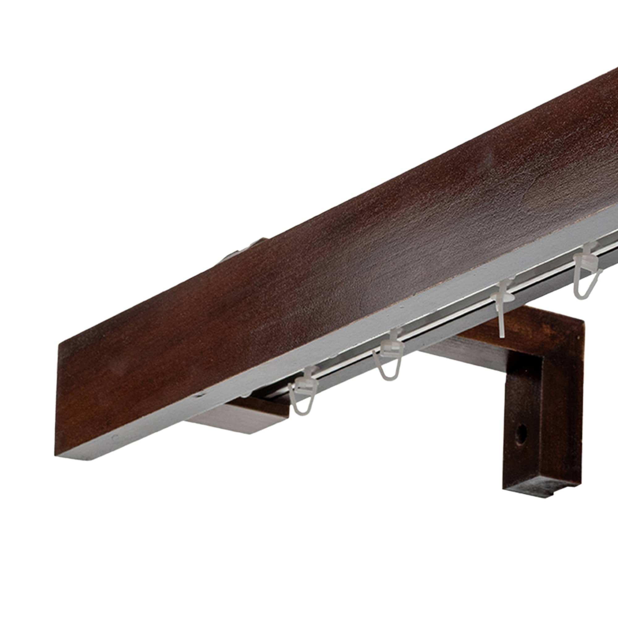 Travetto Double Curtain Track System with Wooden Decorative Valance