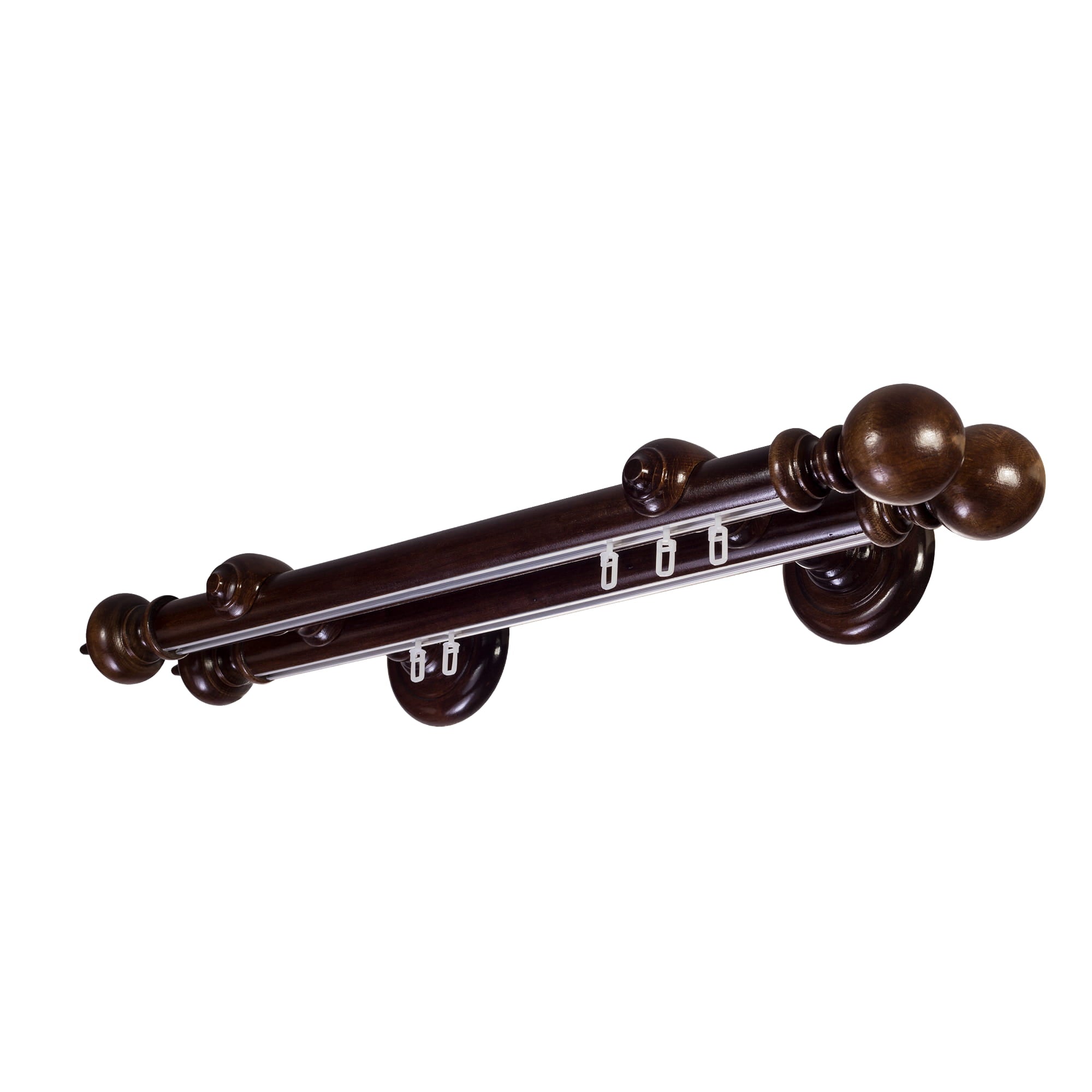 Globo Double 35 mm Wooden Curtain Rod with Aluminum Track System for Curtains and Drapes