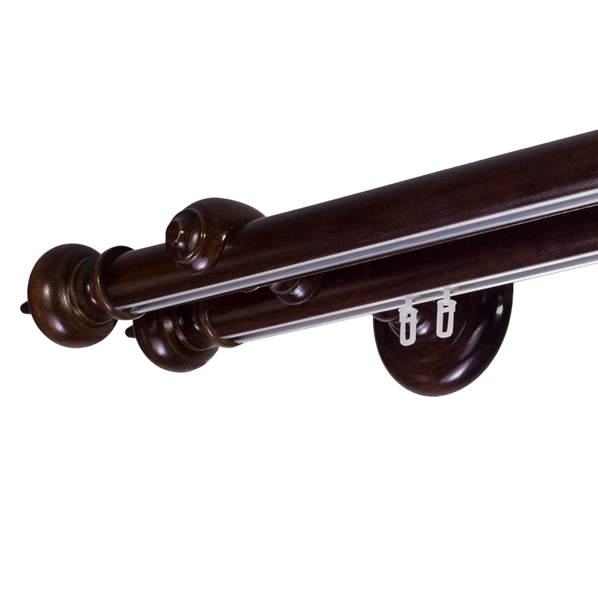 Globo Double 35 mm Wooden Curtain Rod with Aluminum Track System for Curtains and Drapes