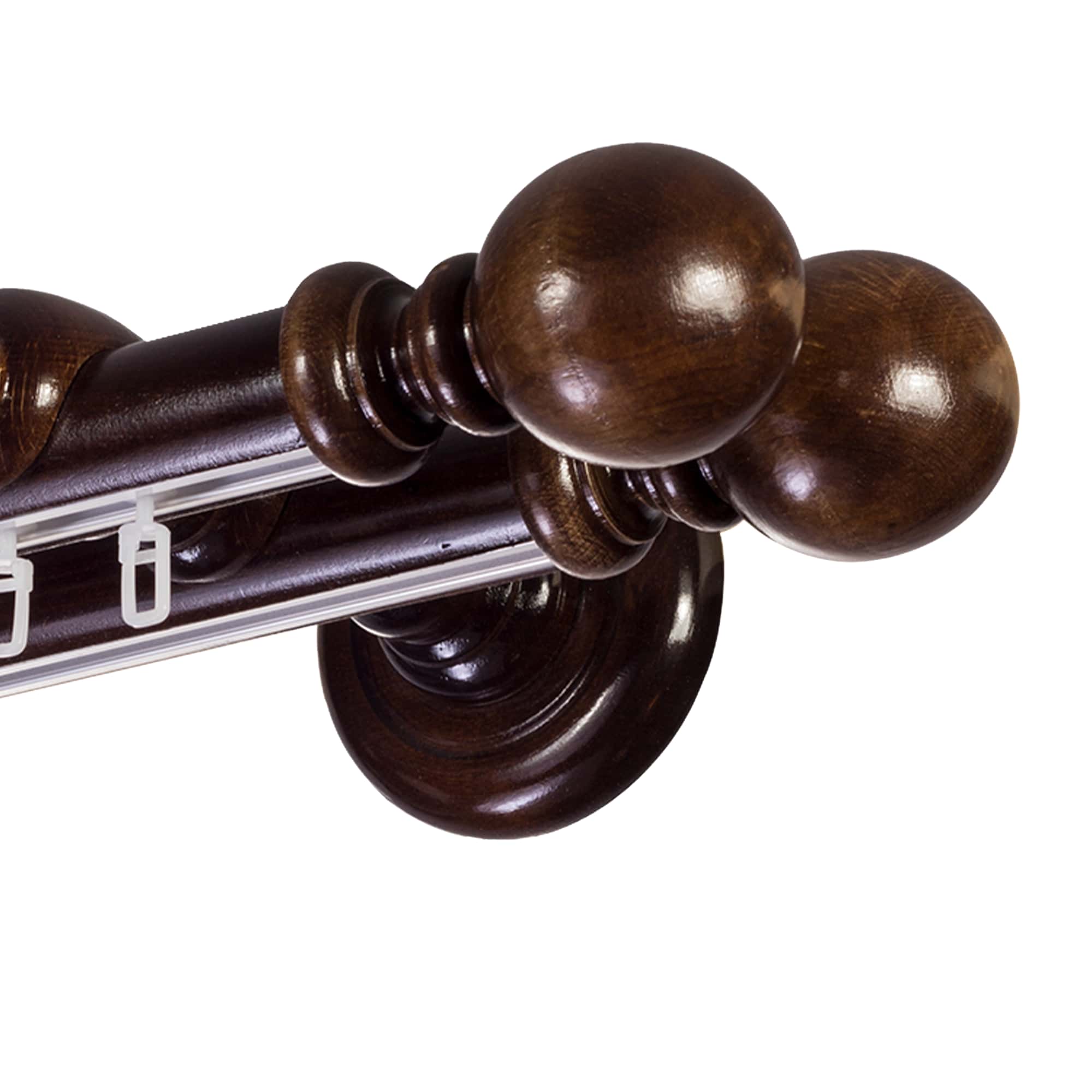 Globo Double 35 mm Wooden Curtain Rod with Aluminum Track System for Curtains and Drapes
