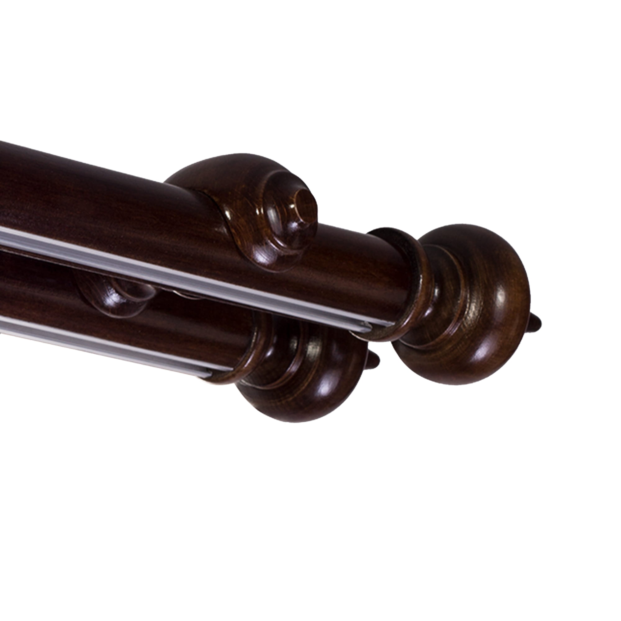Globo Double 35 mm Wooden Curtain Rod with Aluminum Track System for Curtains and Drapes
