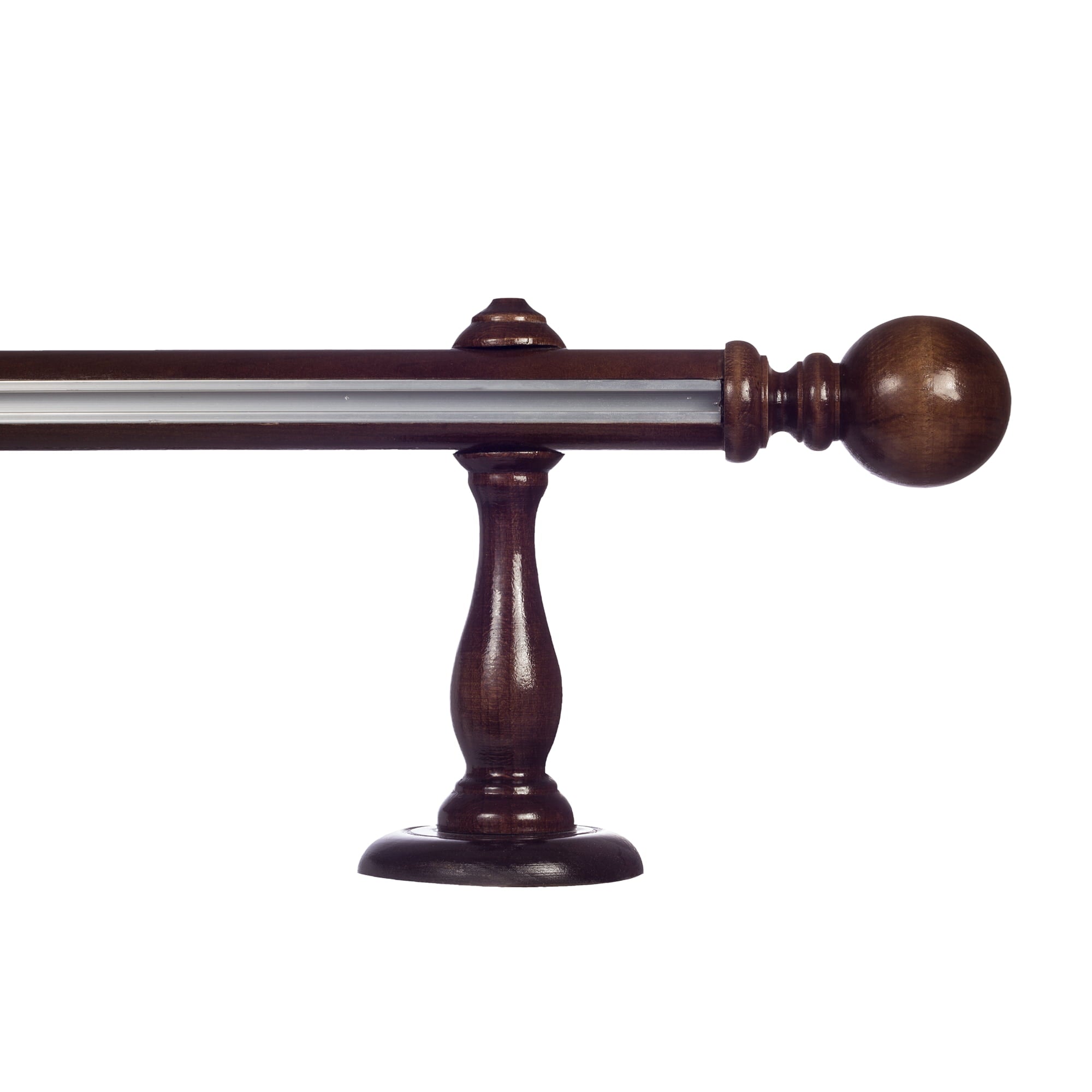 Globo Single 35 mm Wooden Curtain Rod with Aluminum Track