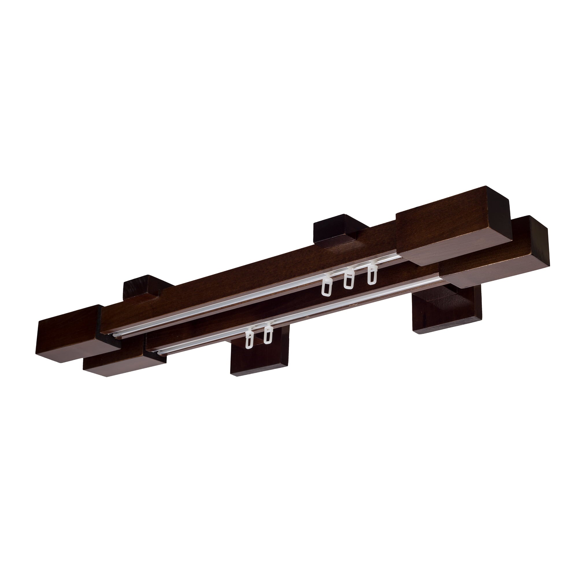 Praga Double Wooden Curtain Rod with Aluminum Track