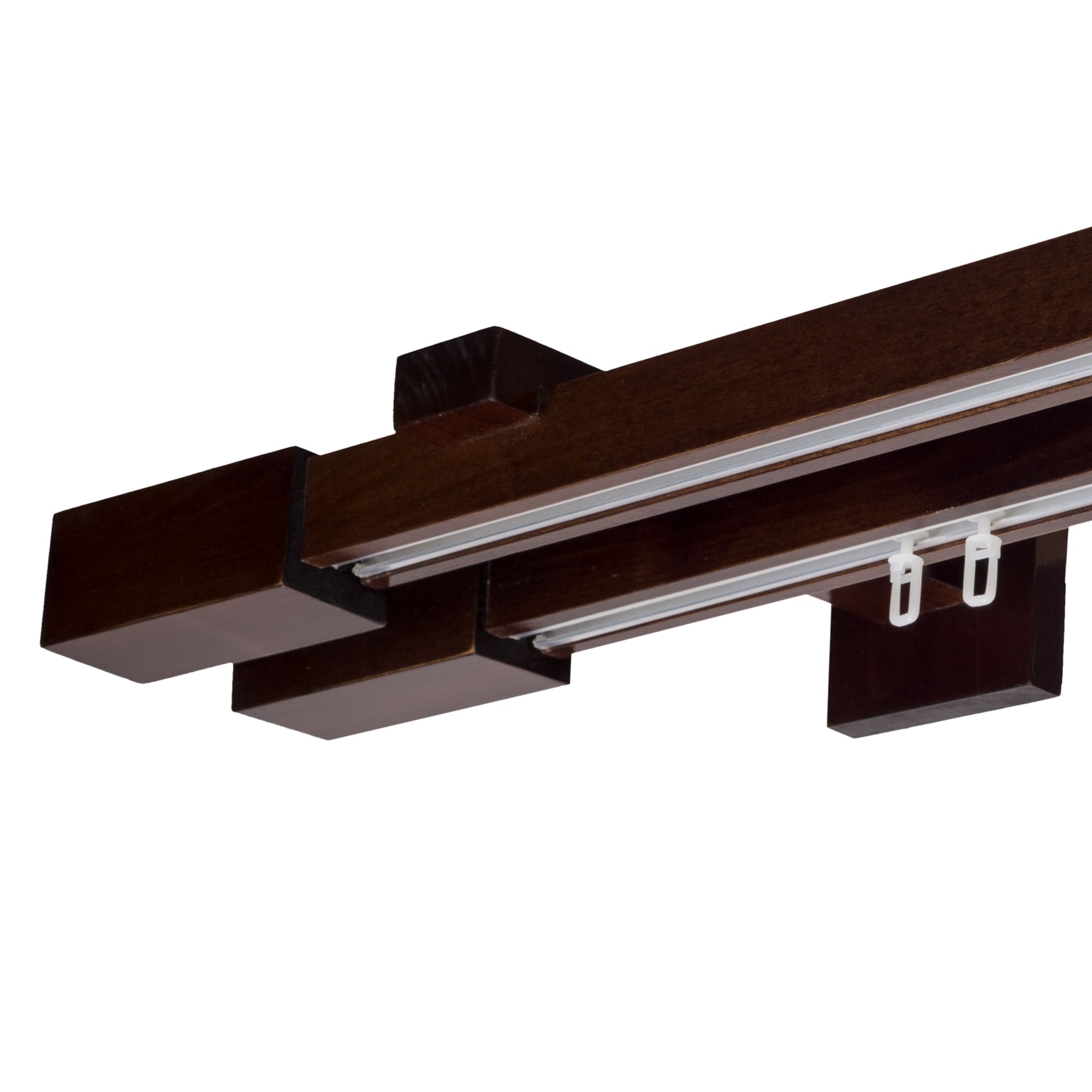 Praga Double Wooden Curtain Rod with Aluminum Track