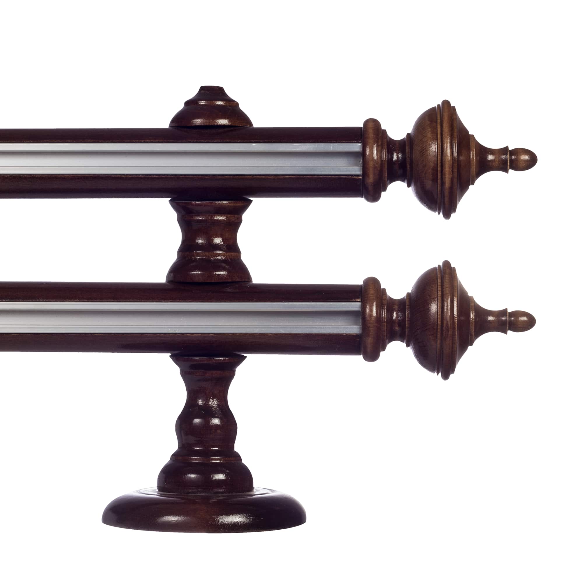 Saly Double 35 mm Wooden Curtain Rod with Aluminum Track