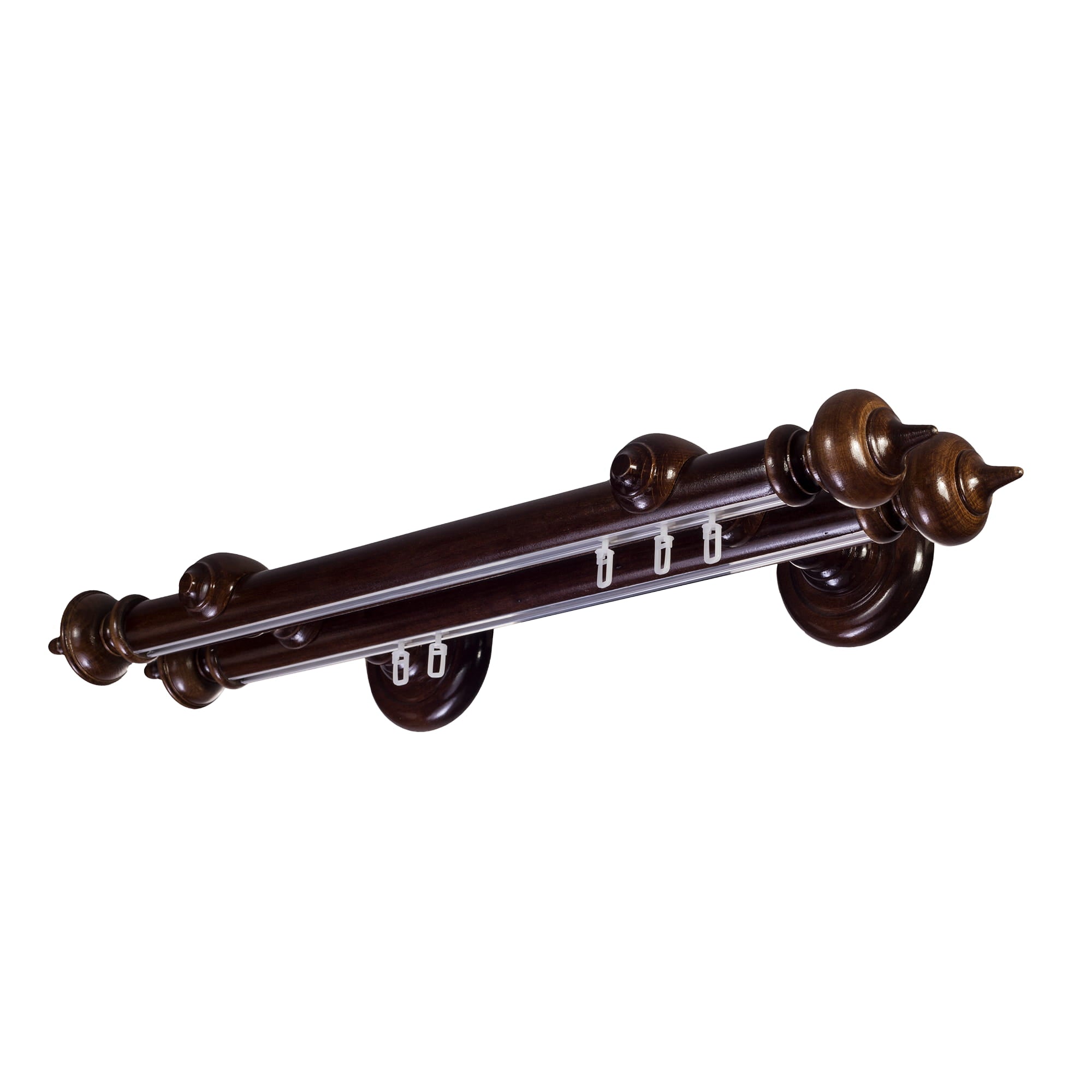 STELLA DOUBLE 35 MM WOODEN CURTAIN ROD WITH ALUMINUM TRACK